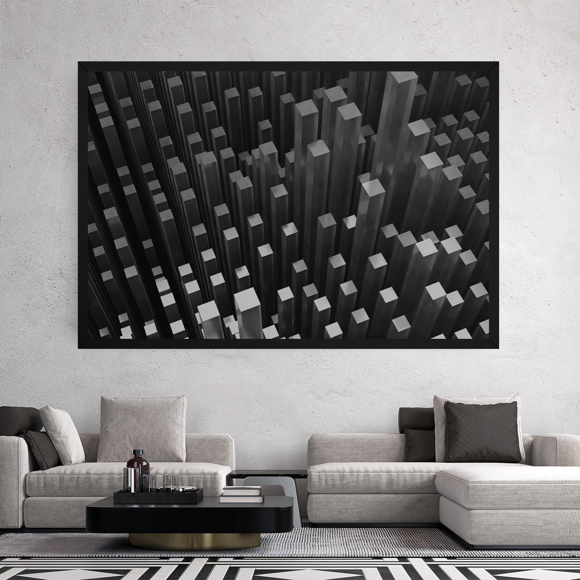 Tablou Canvas Black Block Pattern mockup 2