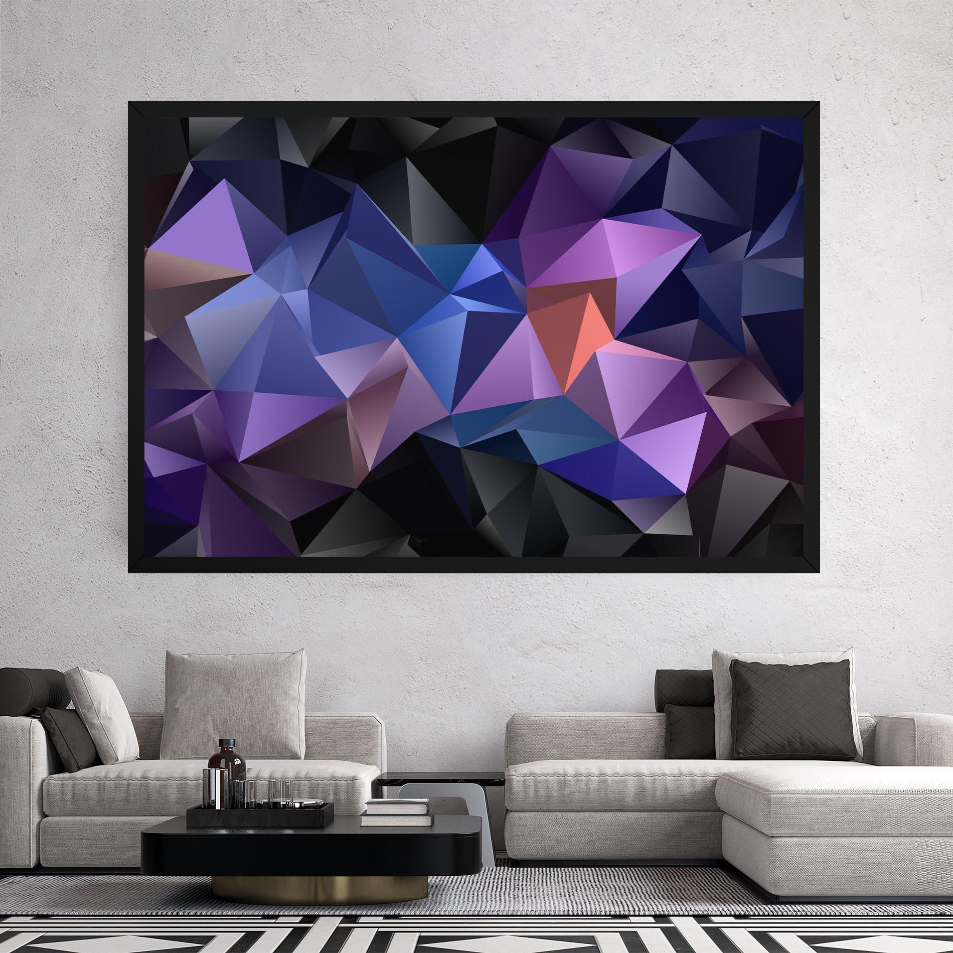 Tablou Canvas Black Purple Triangle mockup 2