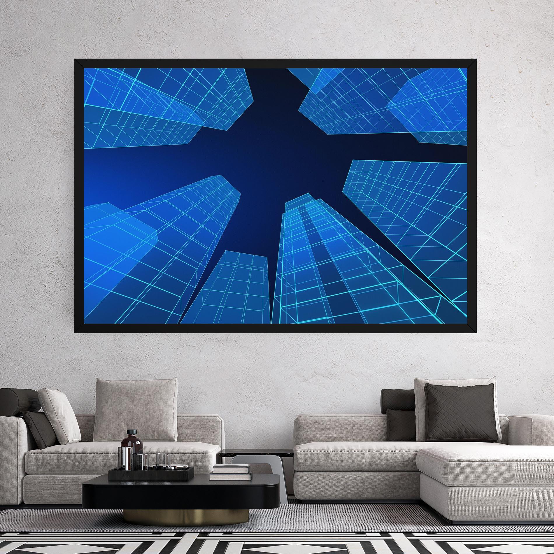 Tablou Canvas Blue Buildings mockup 2