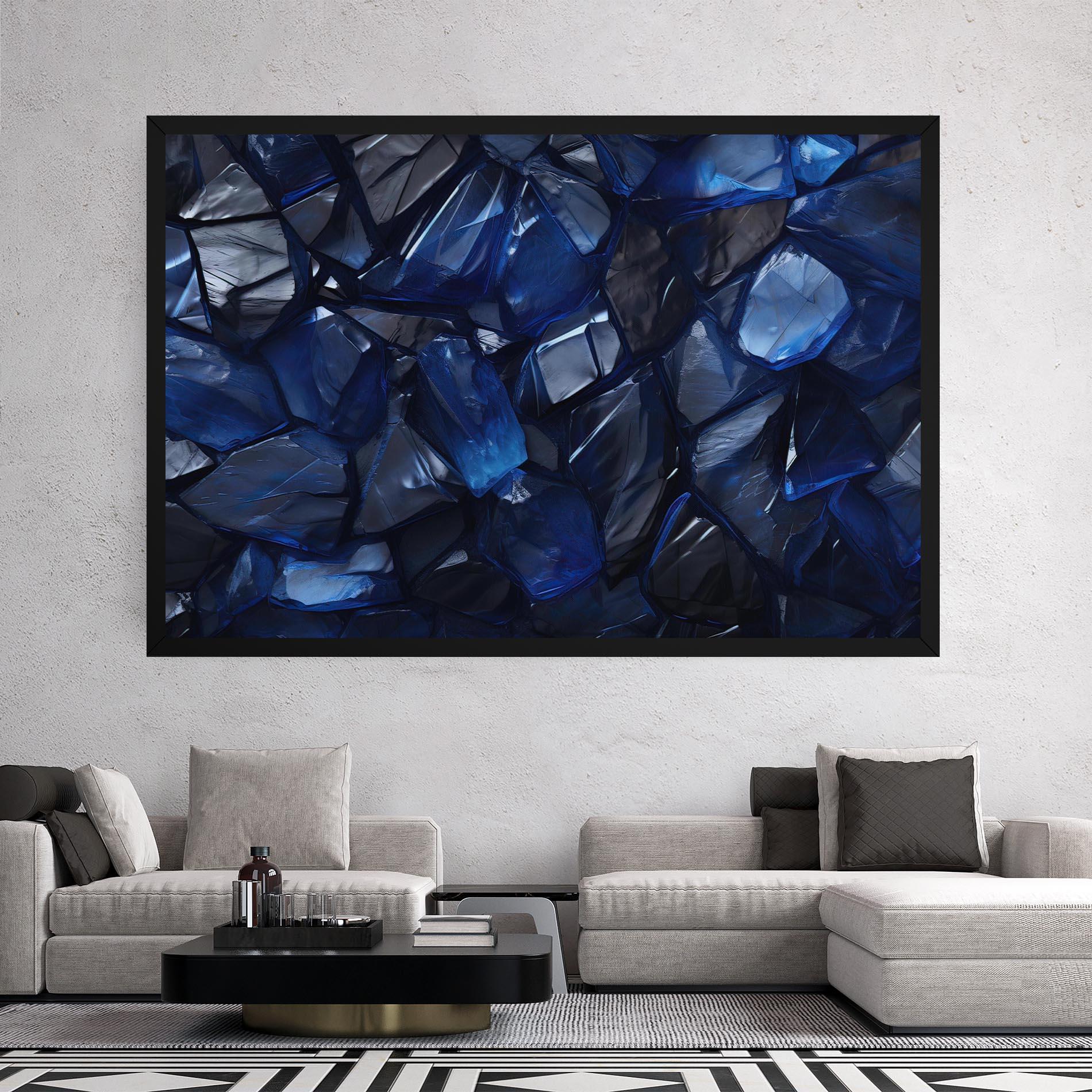 Tablou Canvas Blue Crystal Shape mockup 2