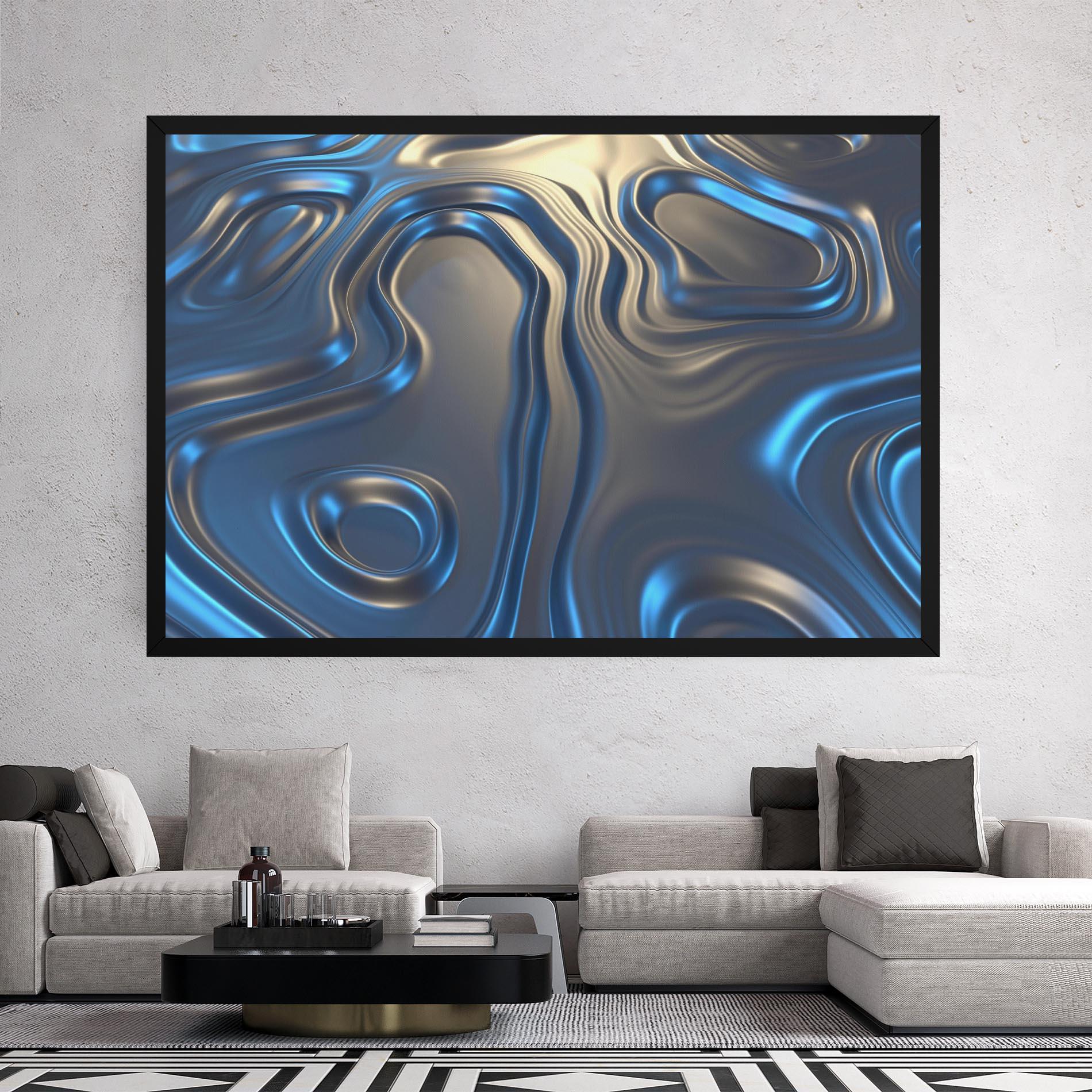 Tablou Canvas Blue Silver Liquid mockup 2