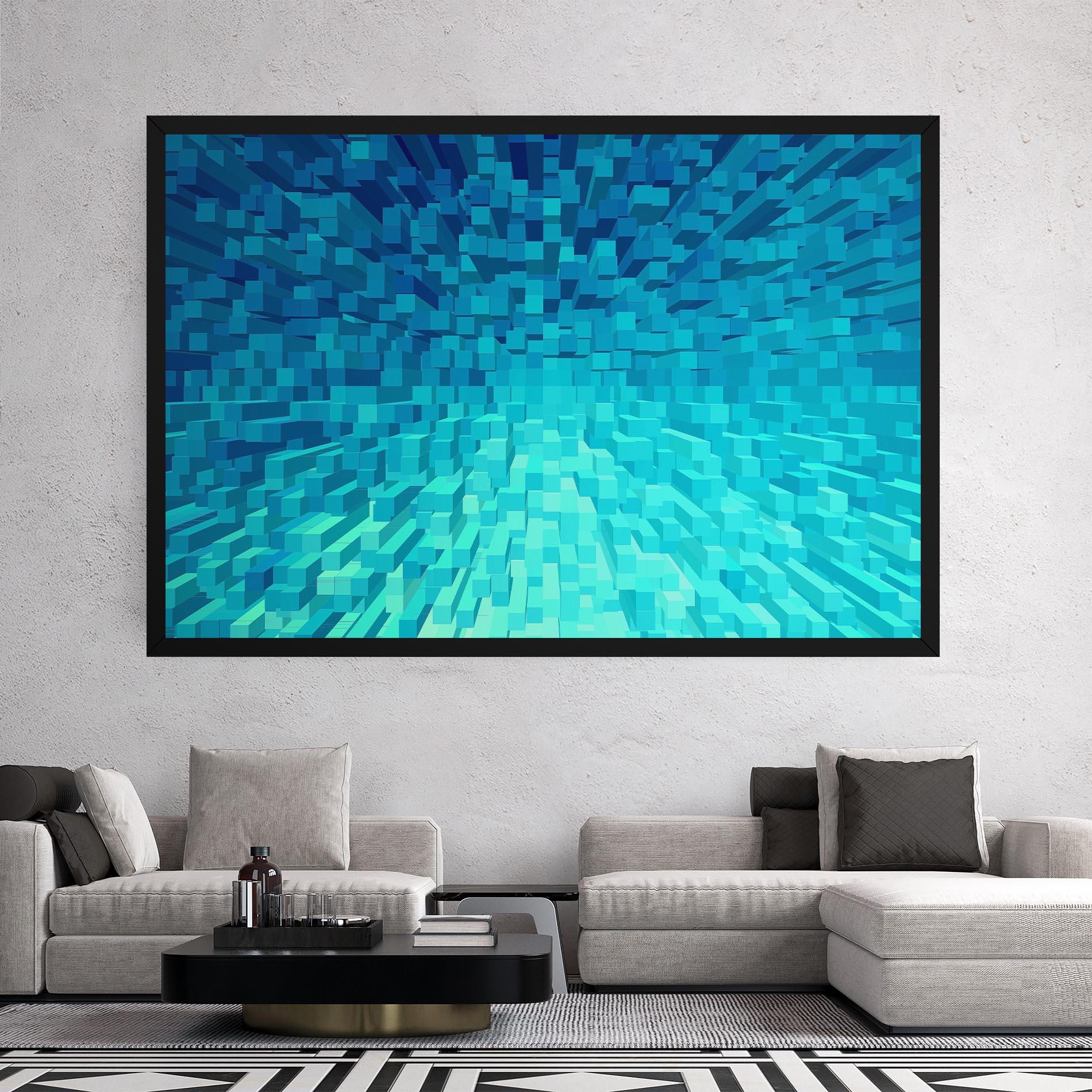 Tablou Canvas Blue Square Mix mockup 2