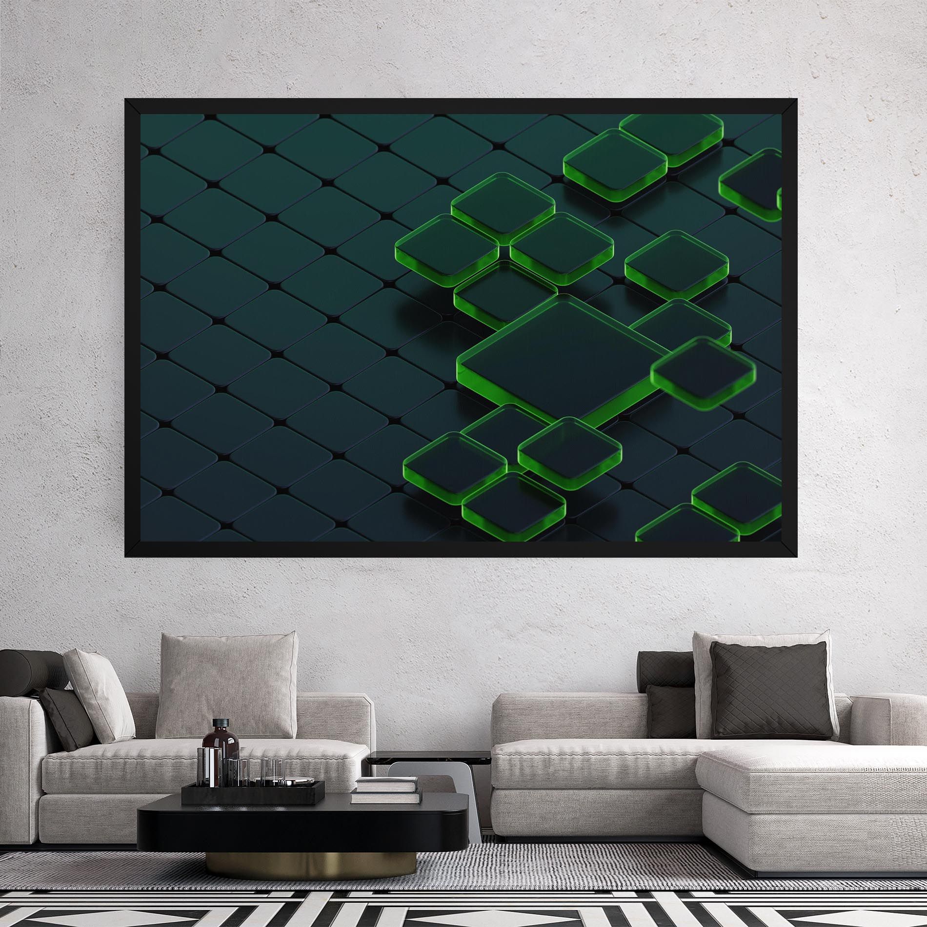 Green Square Floating mockup 2