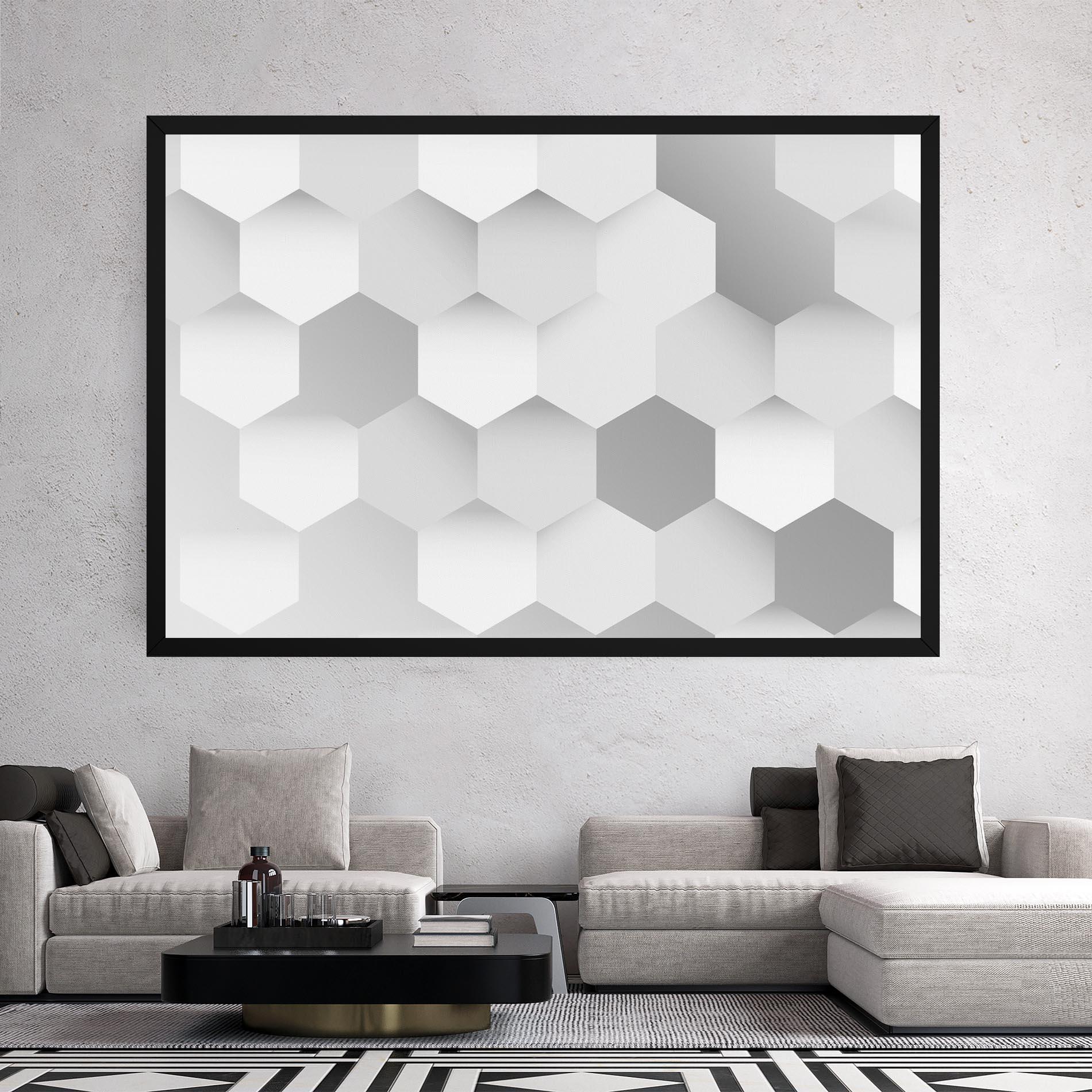 Tablou Canvas Grey White Triangle mockup 2