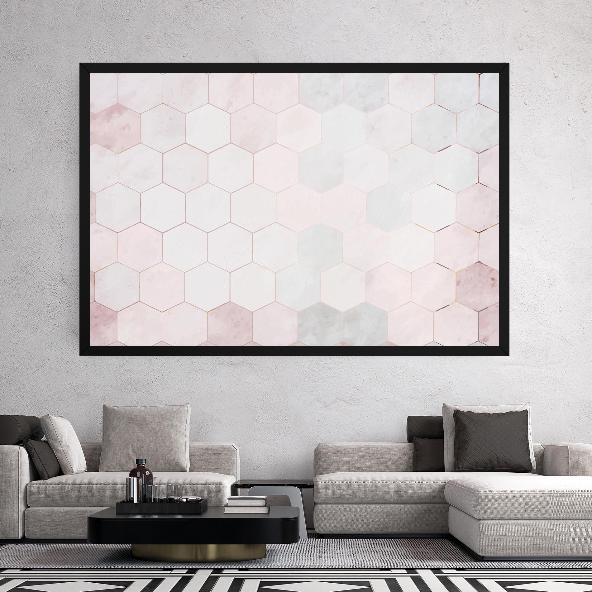 Tablou Canvas Hexagon Pink mockup 2