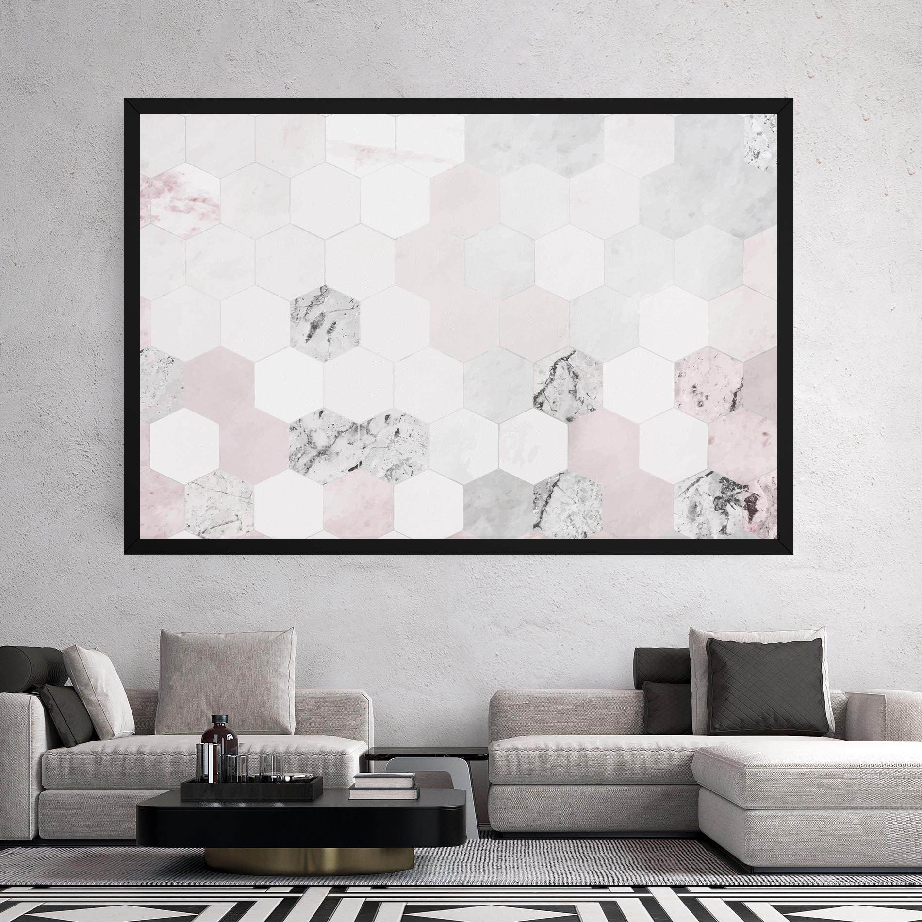 Tablou Canvas Pink Hexa Pattern mockup 2