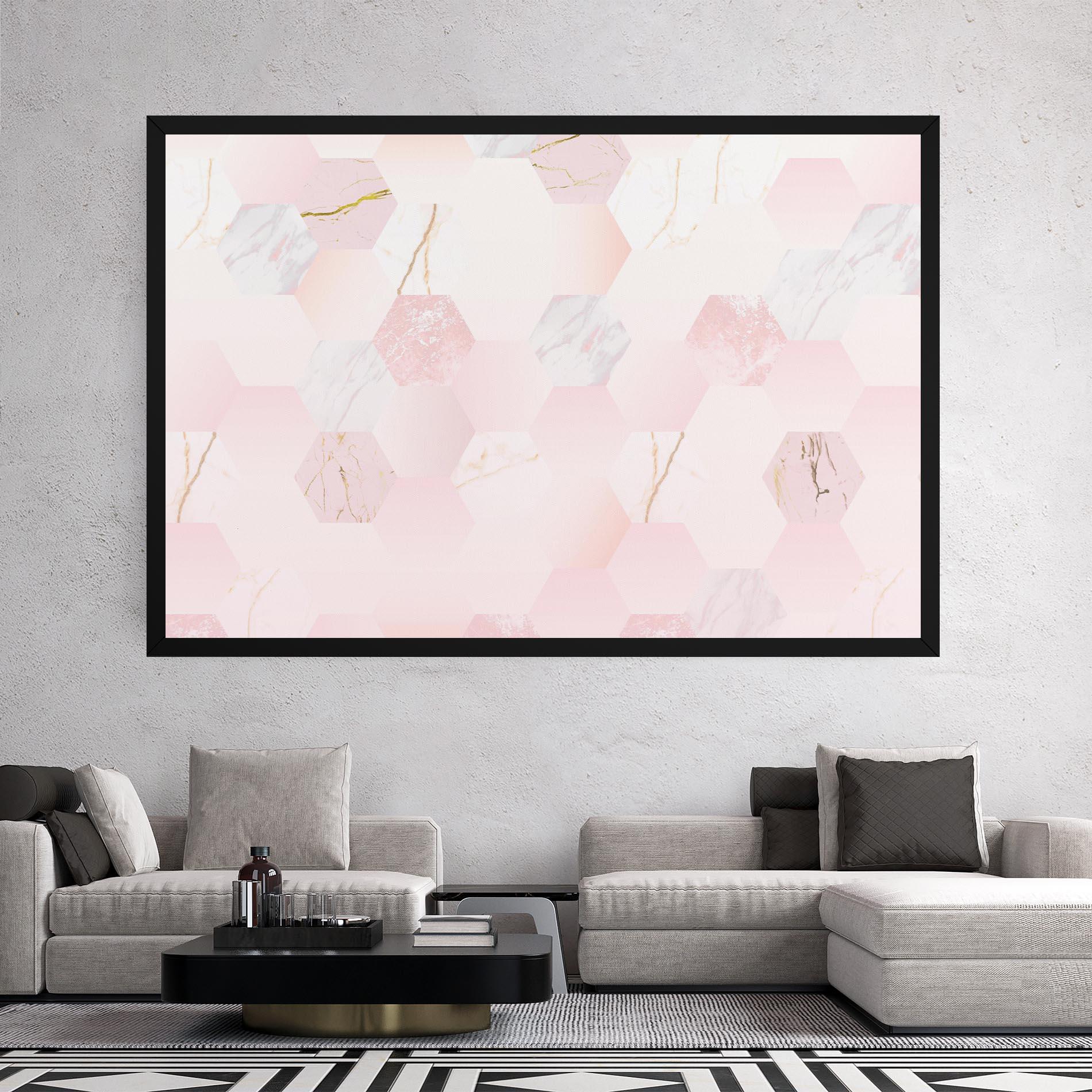 Tablou Canvas Pink Hexanon mockup 2