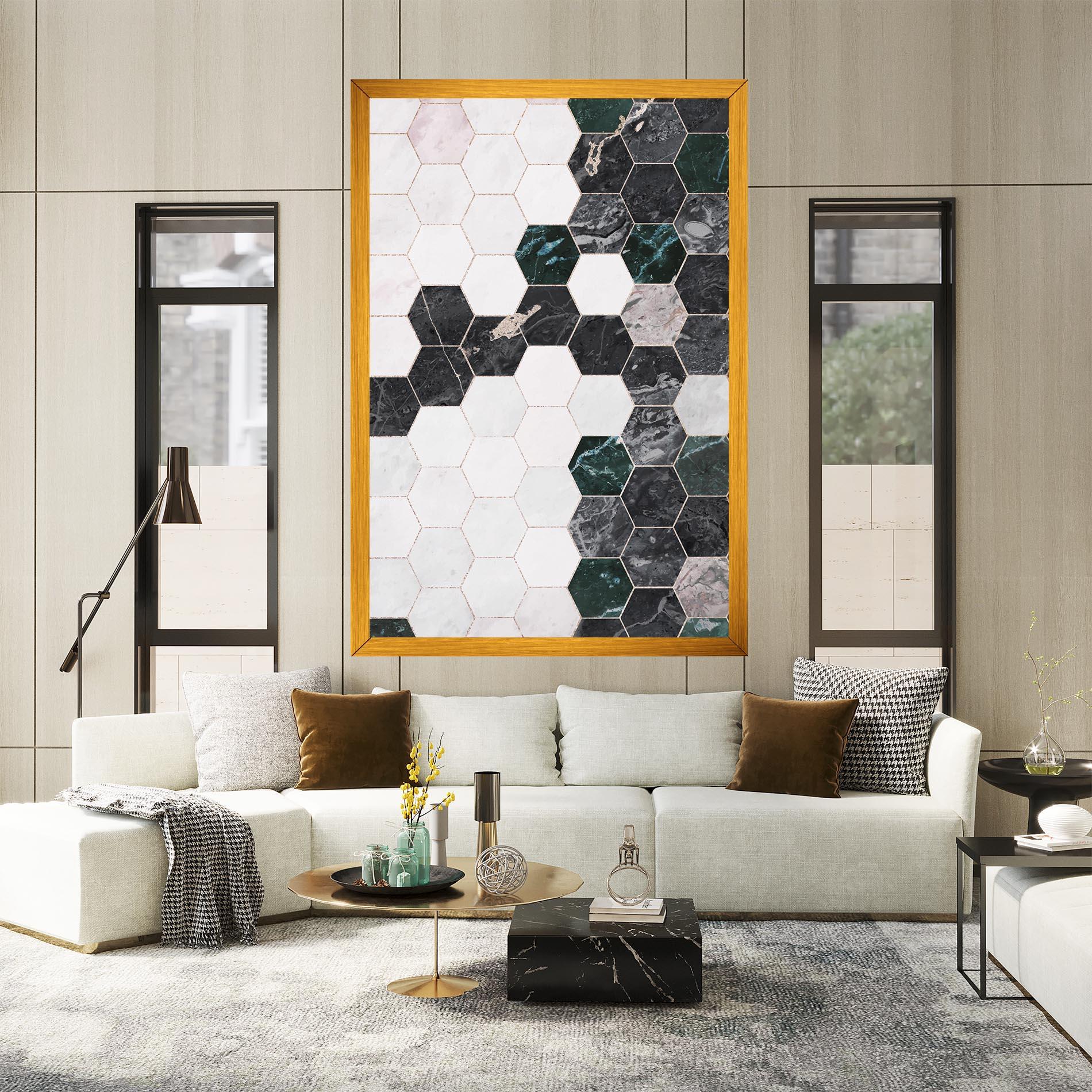 Tablou Canvas Green Hexagon mockup 2