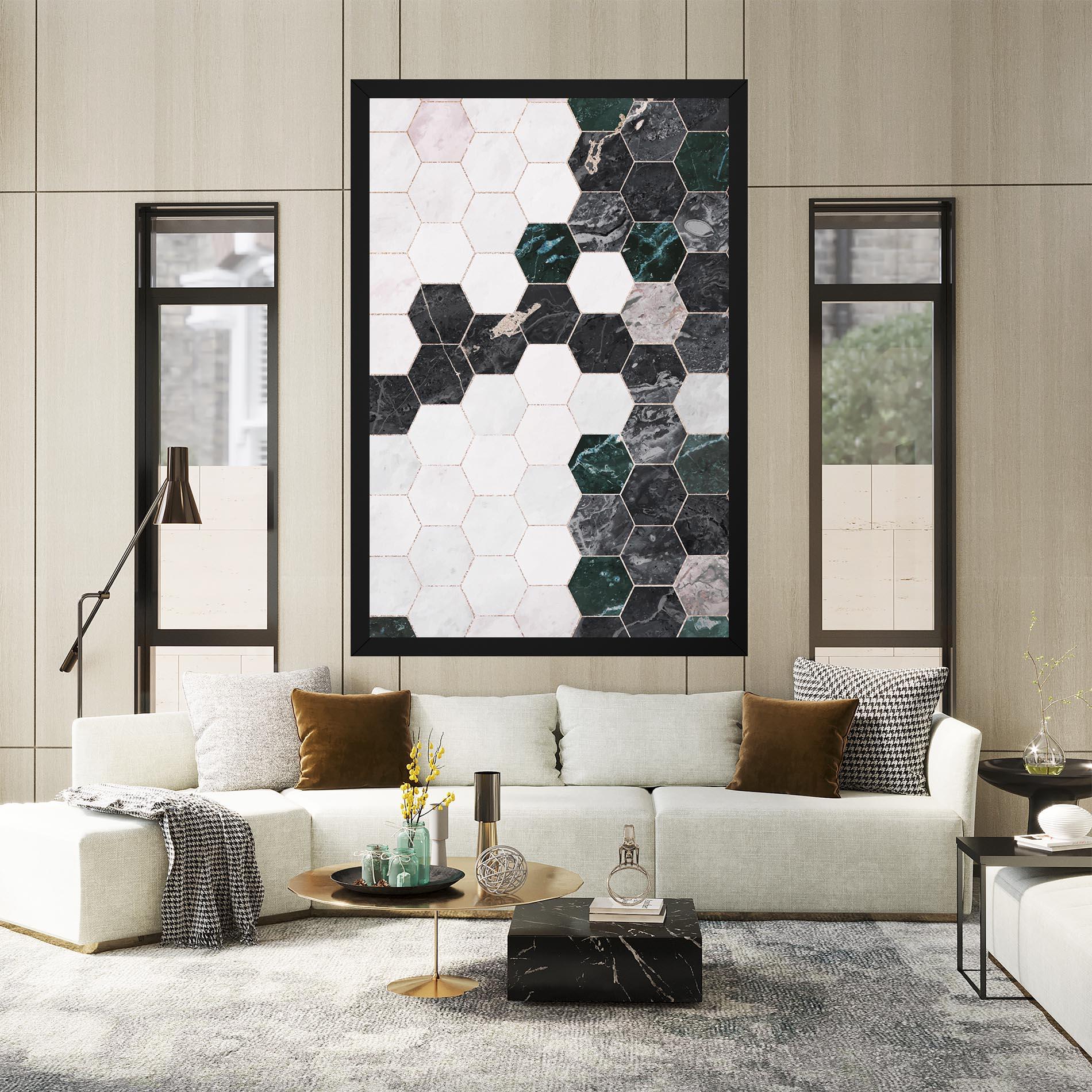 Tablou Canvas Green Hexagon mockup 2