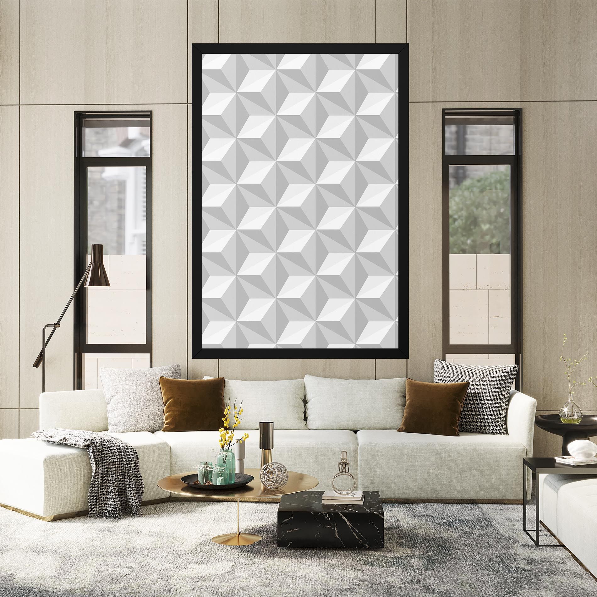 White Triangle Pattern mockup 2