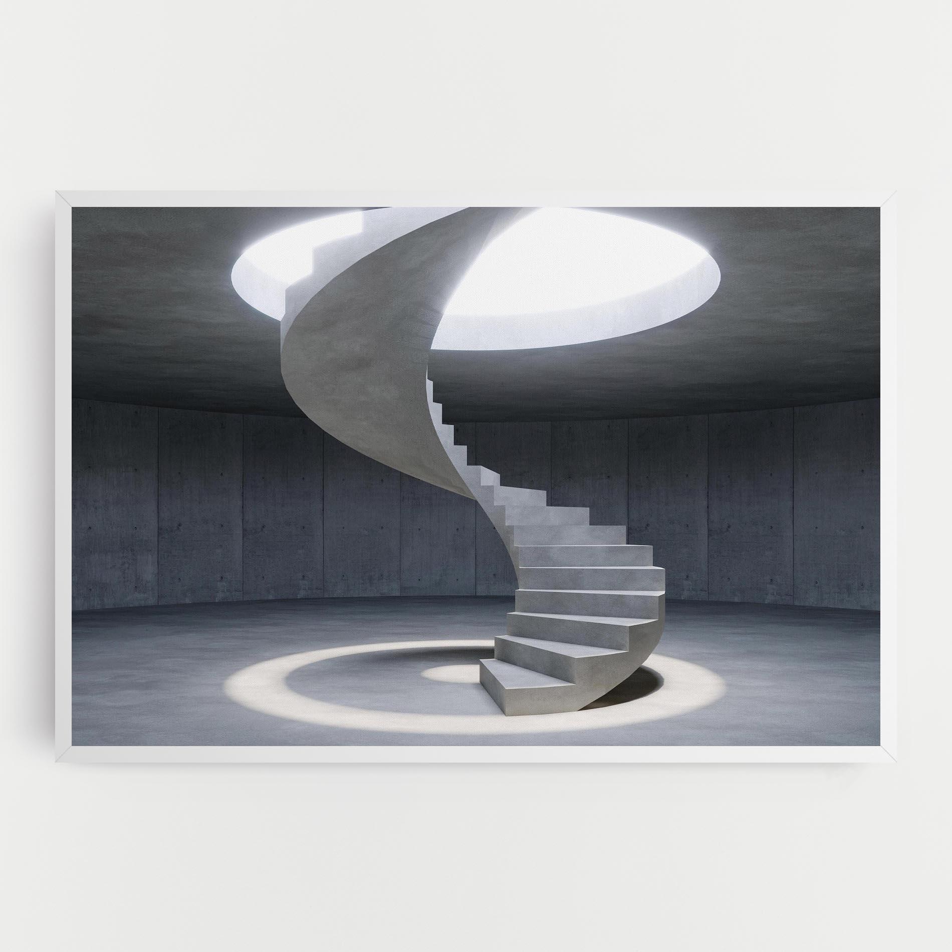 Tablou Canvas Spiral White Staircase mockup 0