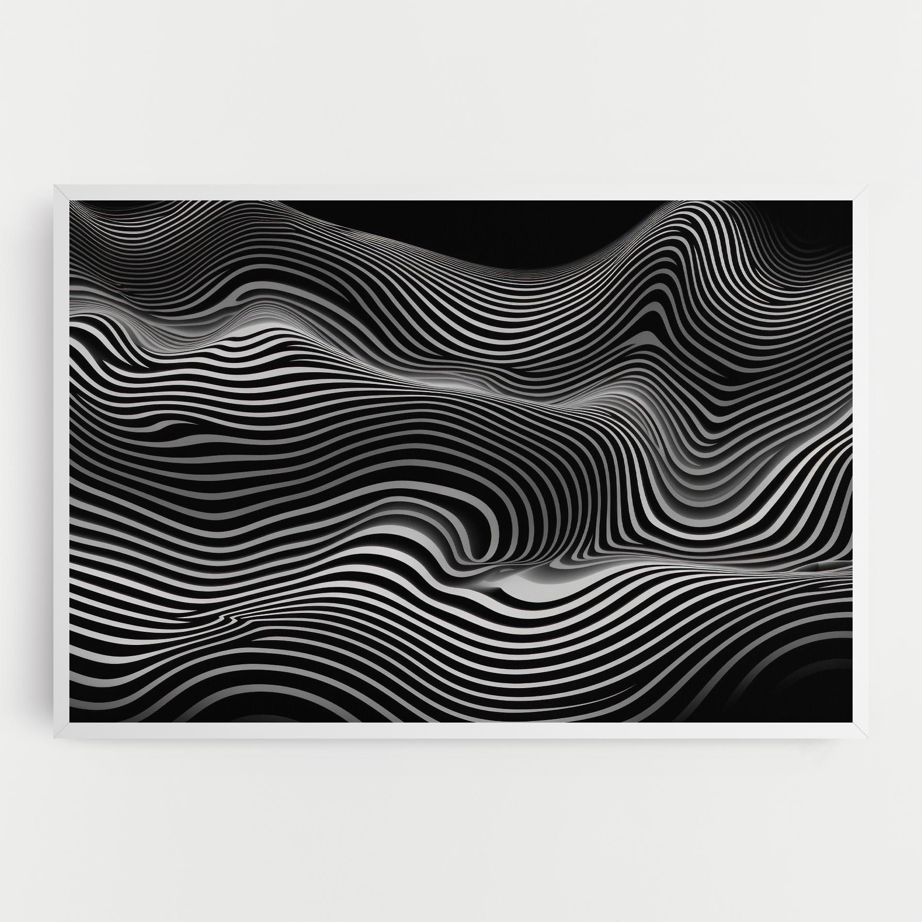 Tablou Canvas White Black Lines Wave mockup 0