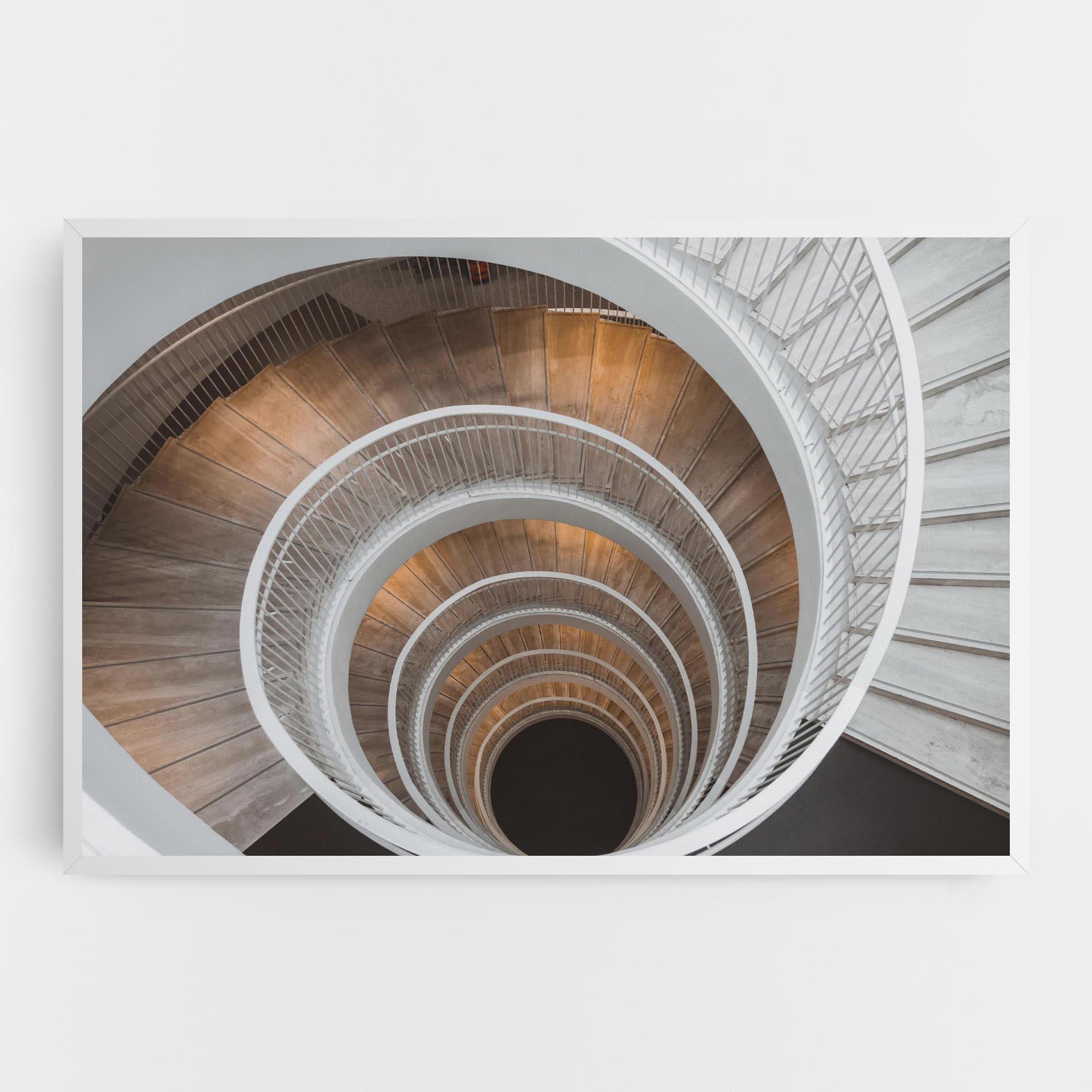 Tablou Canvas White Spiral Stairs mockup 0