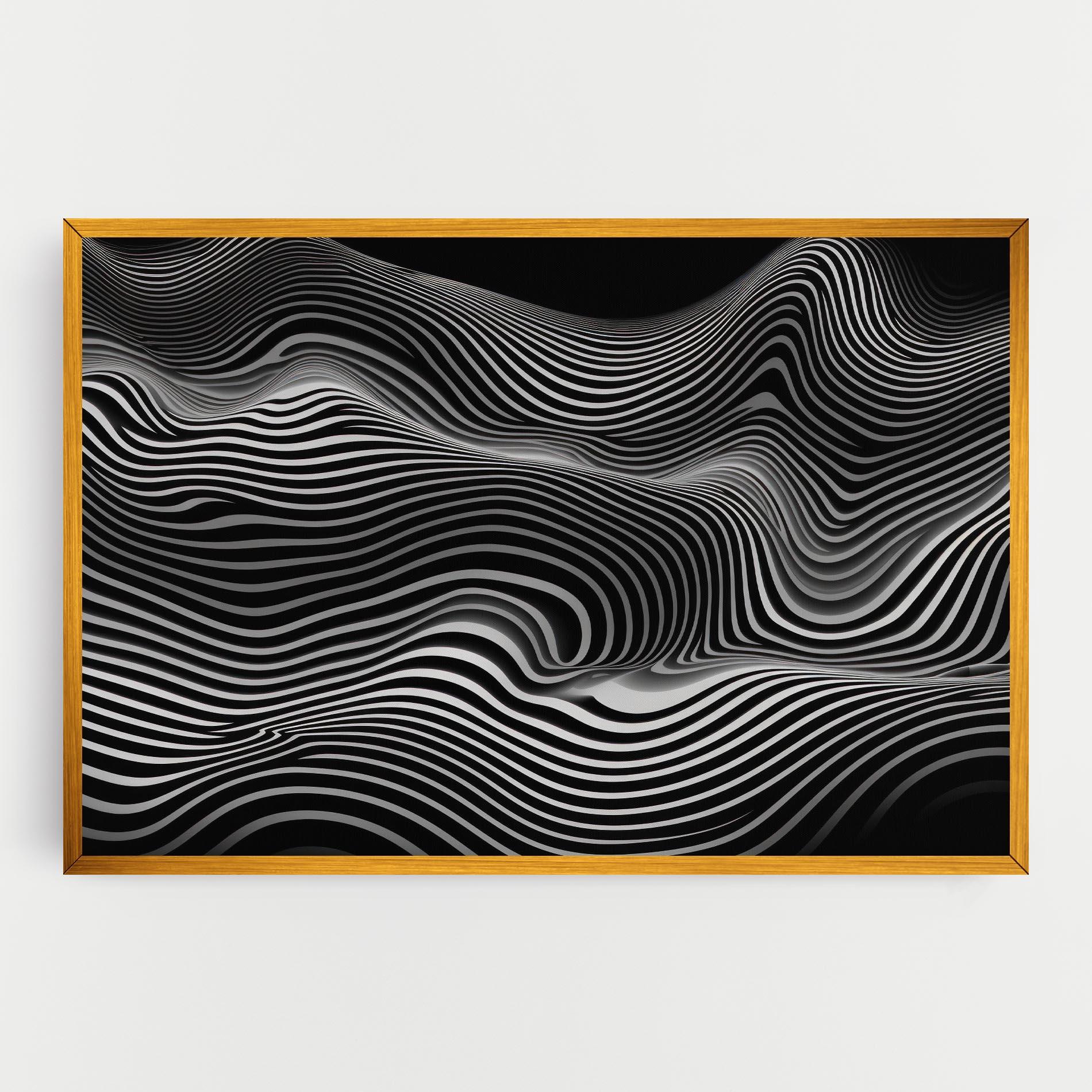 Tablou Canvas White Black Lines Wave mockup 0