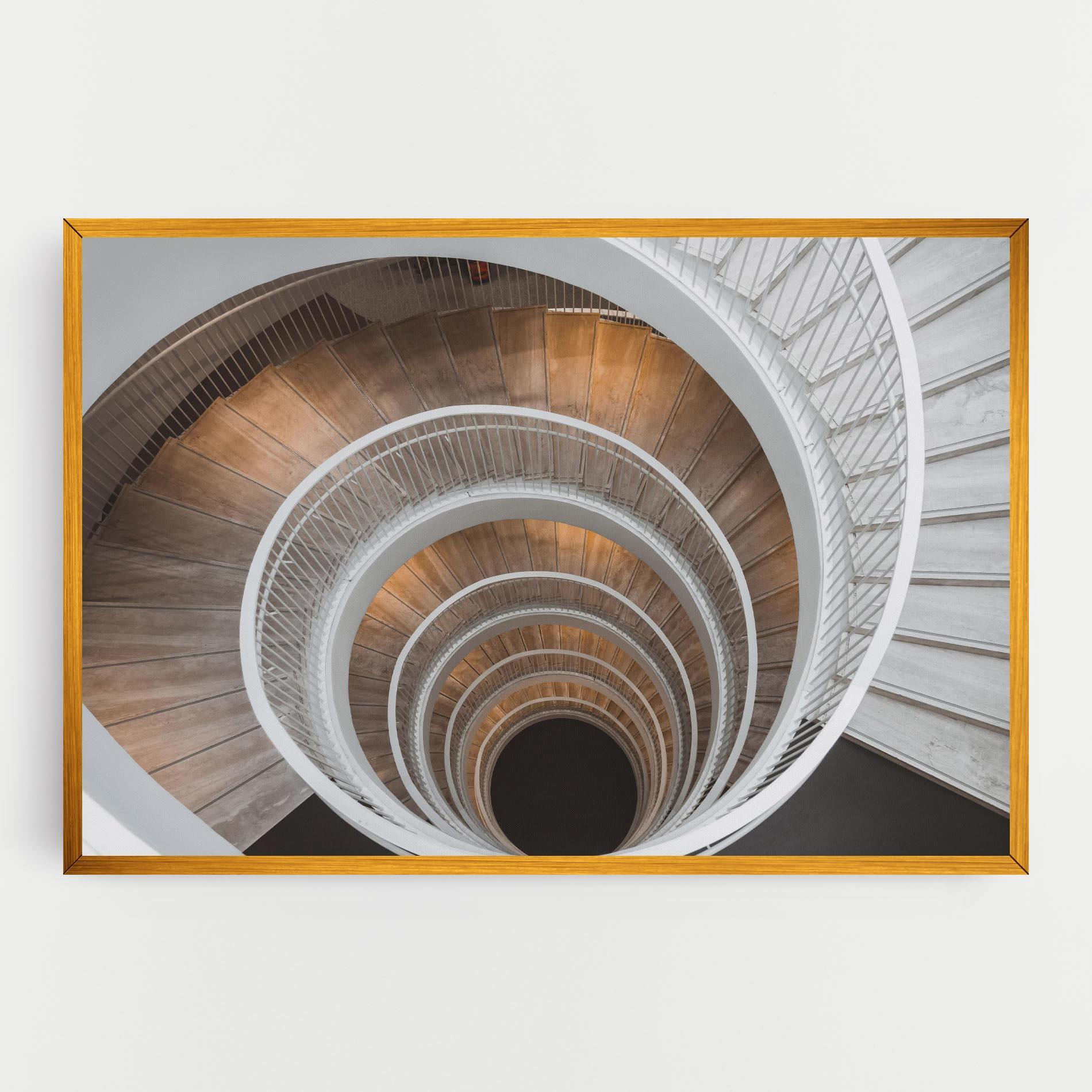 Tablou Canvas White Spiral Stairs mockup 0