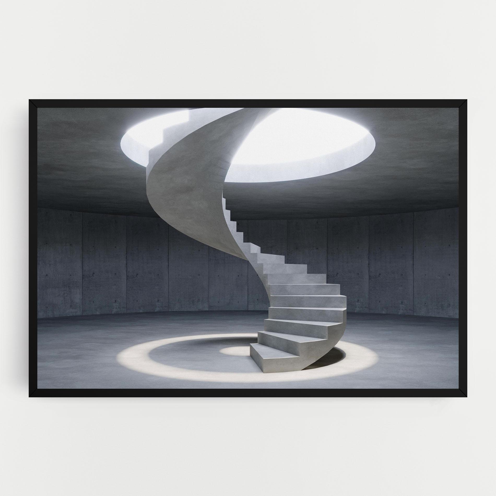 Tablou Canvas Spiral White Staircase mockup 0