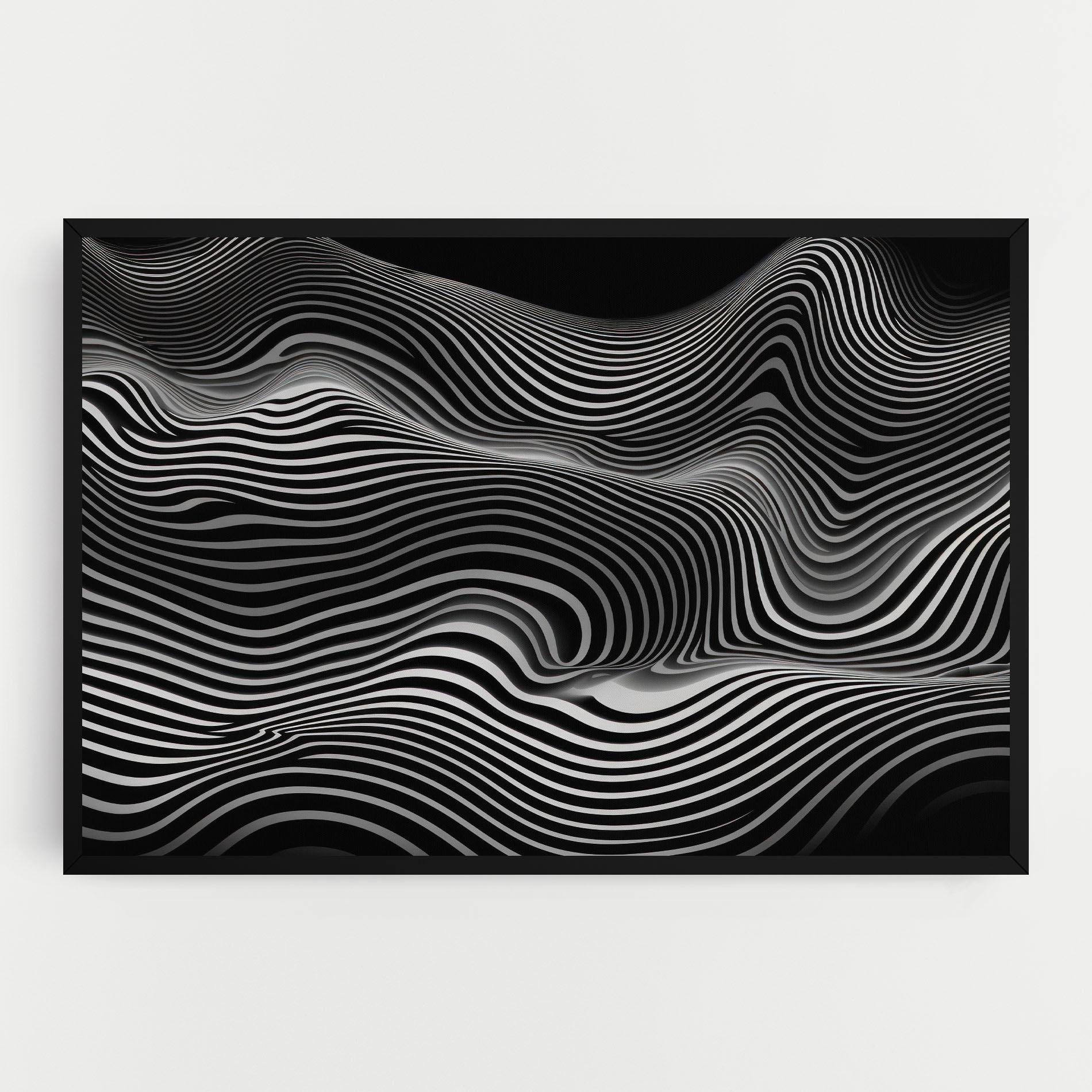 Tablou Canvas White Black Lines Wave mockup 0