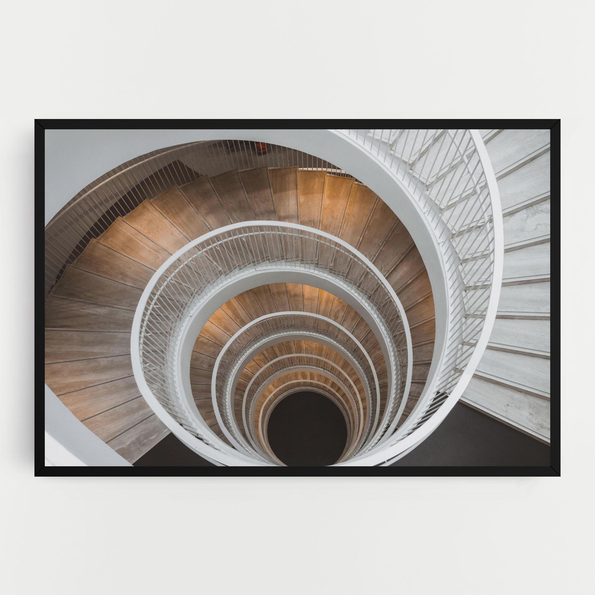 Tablou Canvas White Spiral Stairs mockup 0