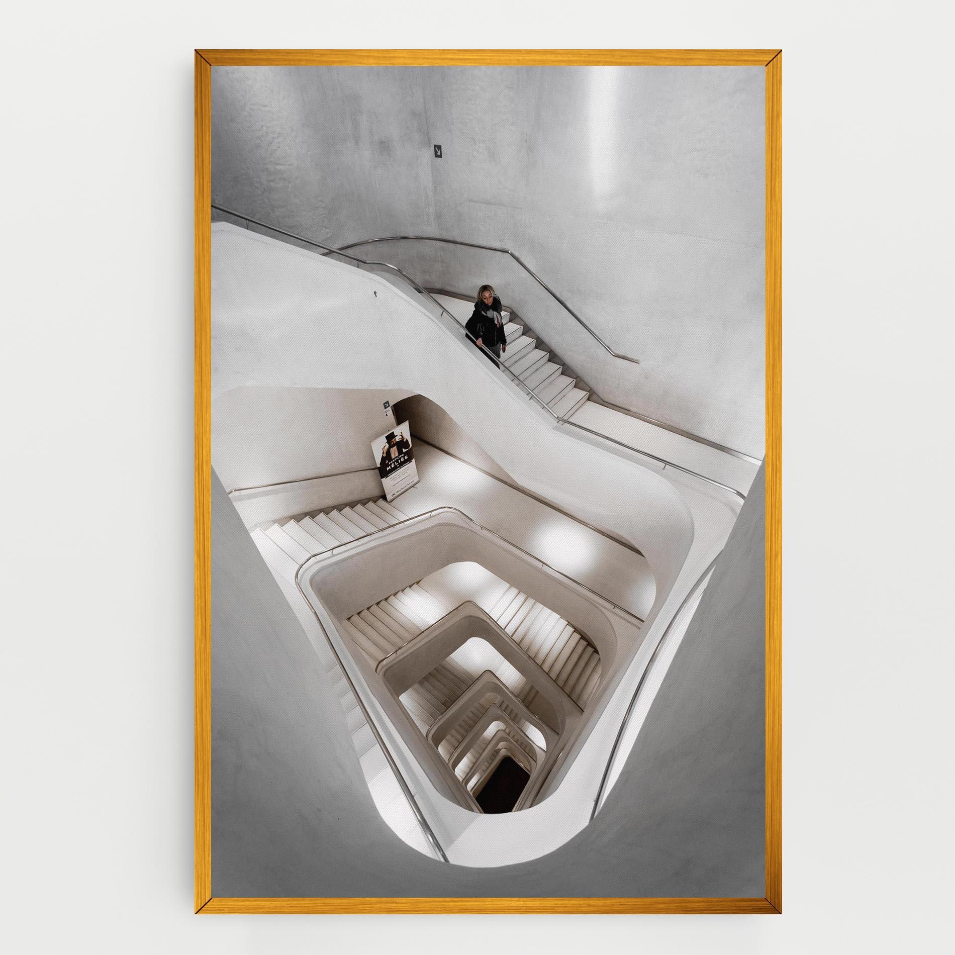 Tablou Canvas White Stairs Spiral mockup 0