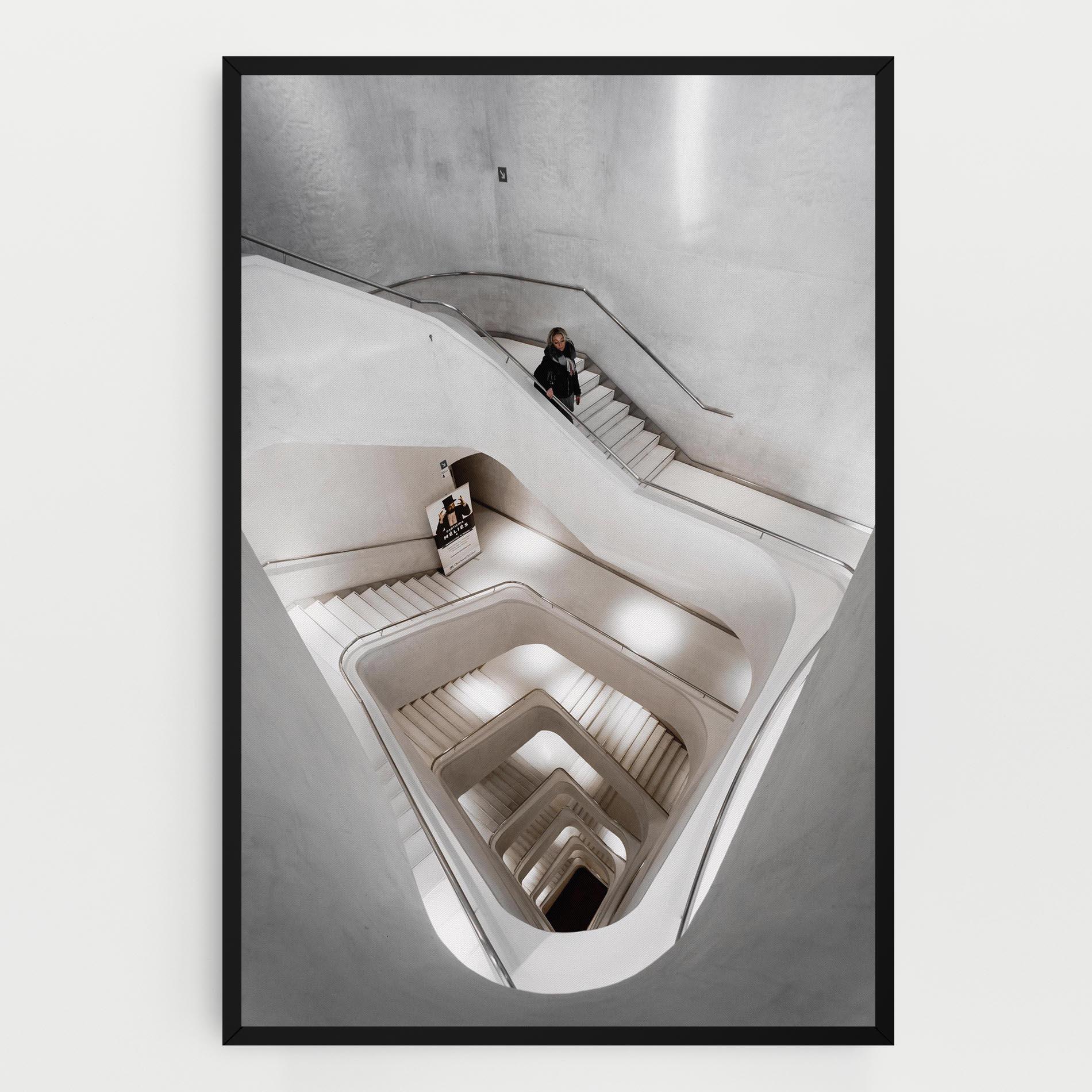 Tablou Canvas White Stairs Spiral mockup 0