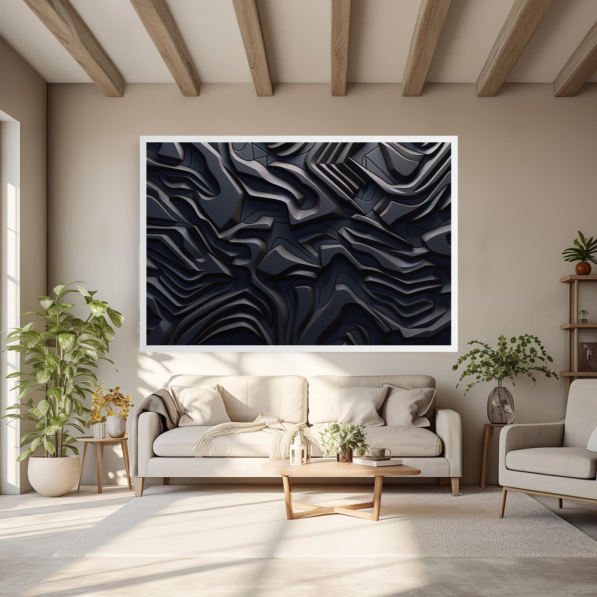 Tablou Canvas Black 3d Lines mockup 6