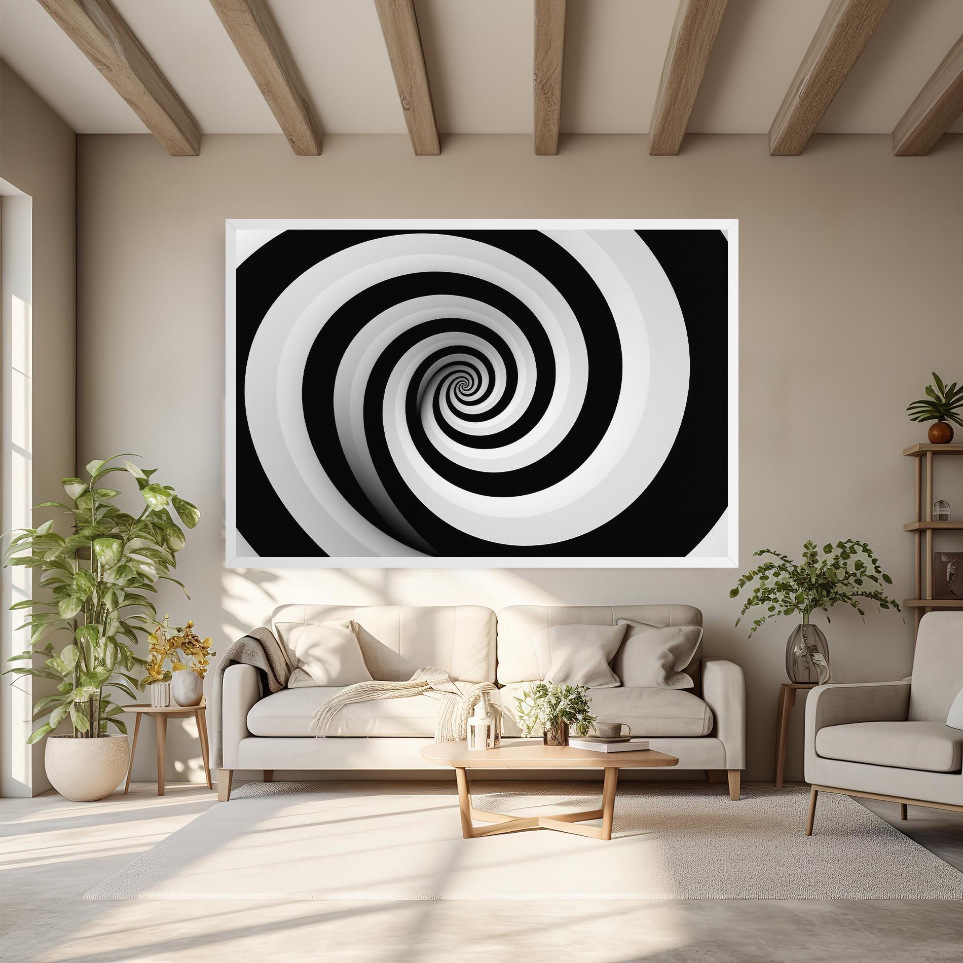 Tablou Canvas Black White Spiral mockup 6
