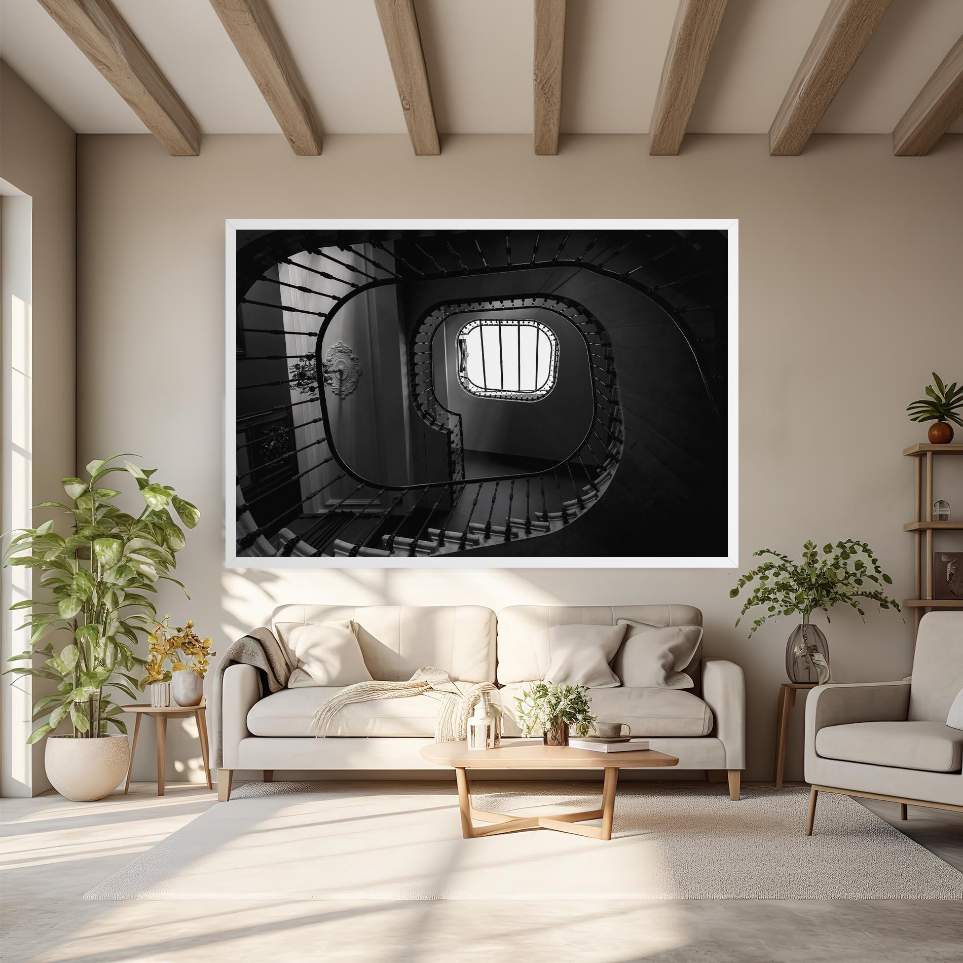 Tablou Canvas Greyscale Staircase mockup 6