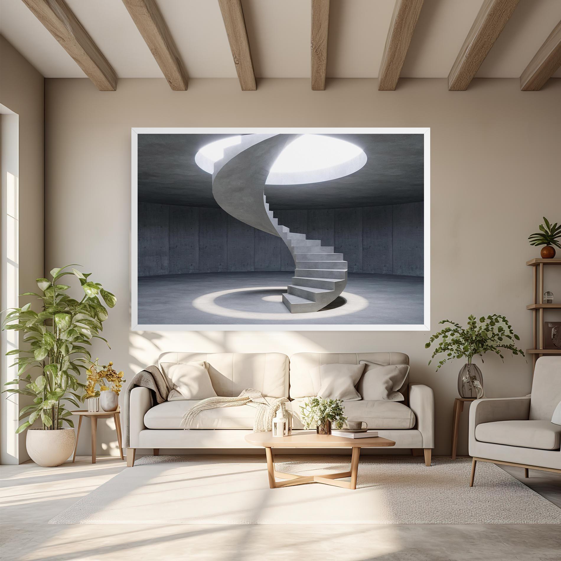 Tablou Canvas Spiral White Staircase mockup 6