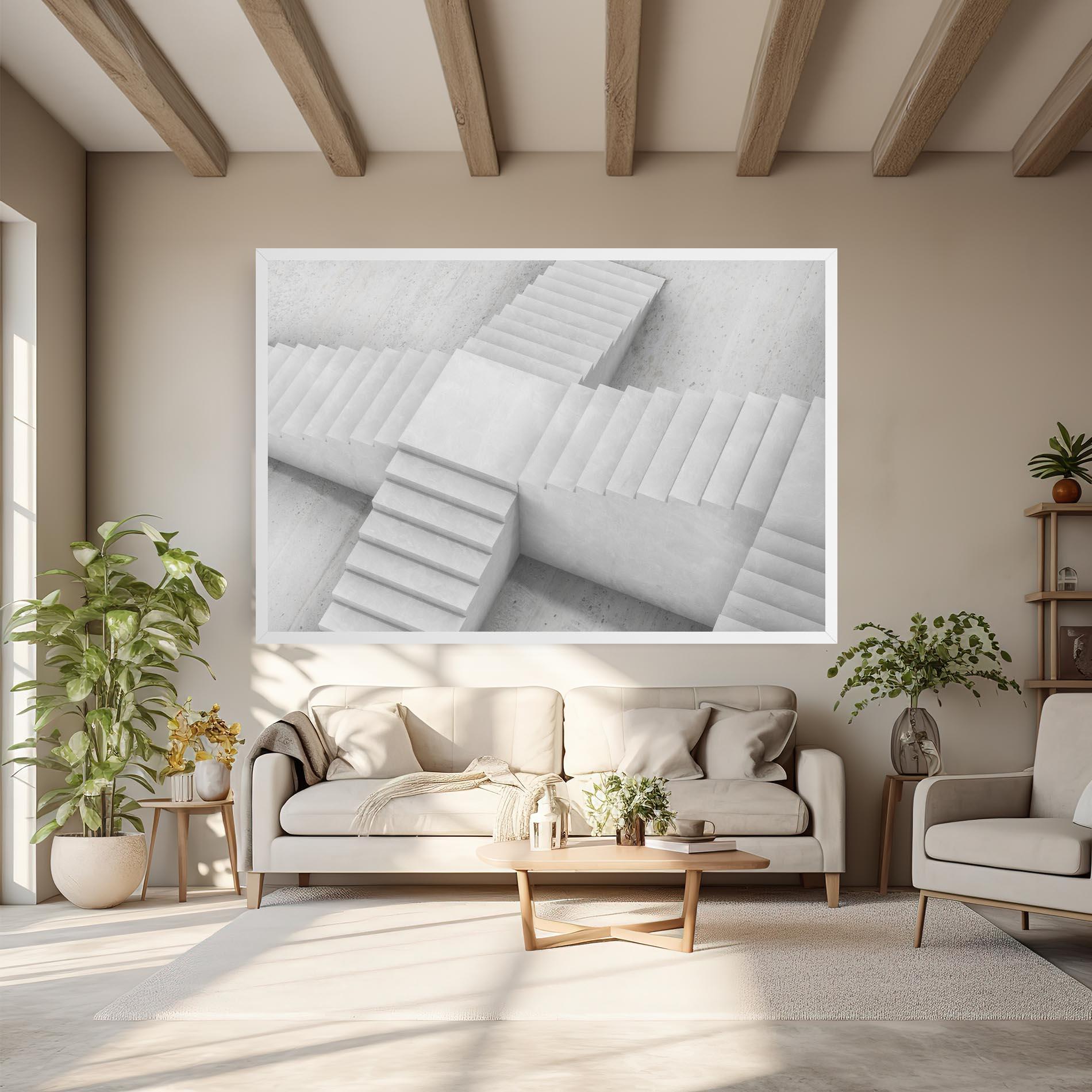 Tablou Canvas White X Stairway mockup 6