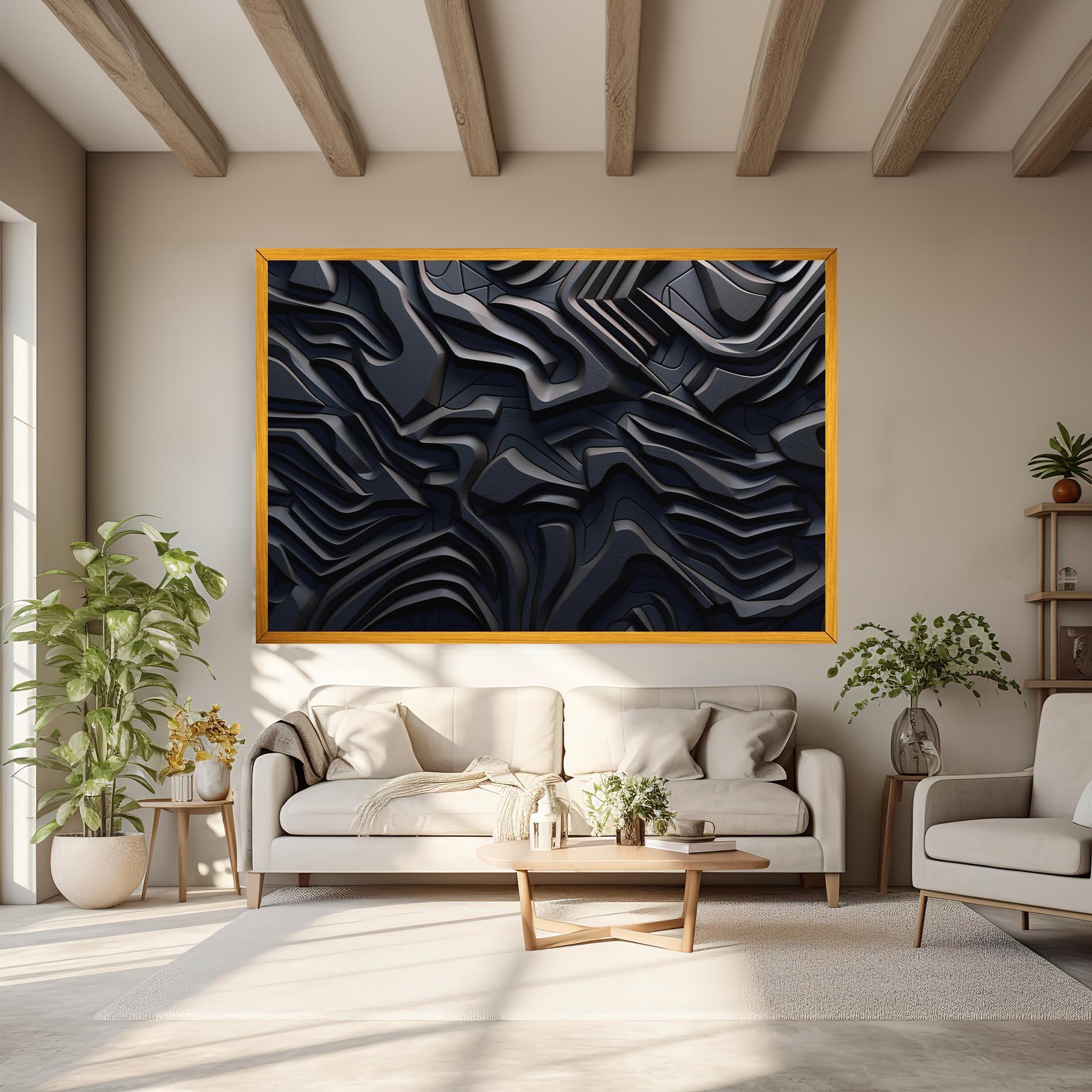 Tablou Canvas Black 3d Lines mockup 6