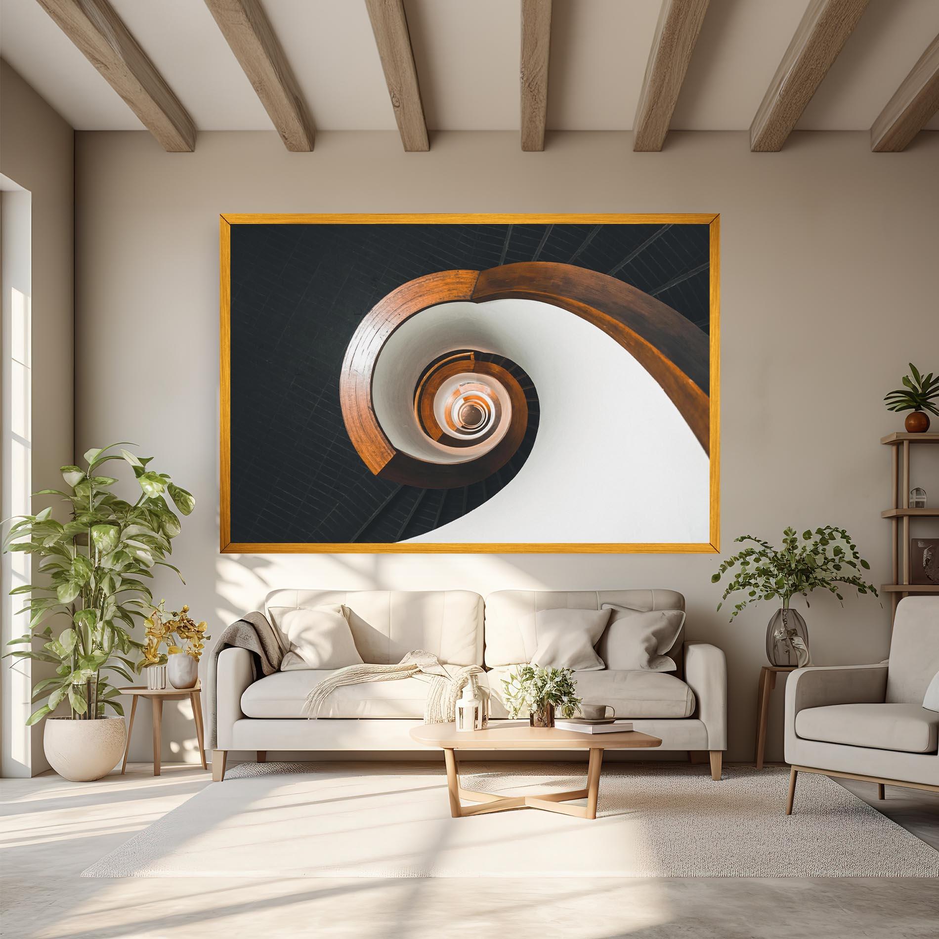 Tablou Canvas Black Spiral Stairs mockup 6