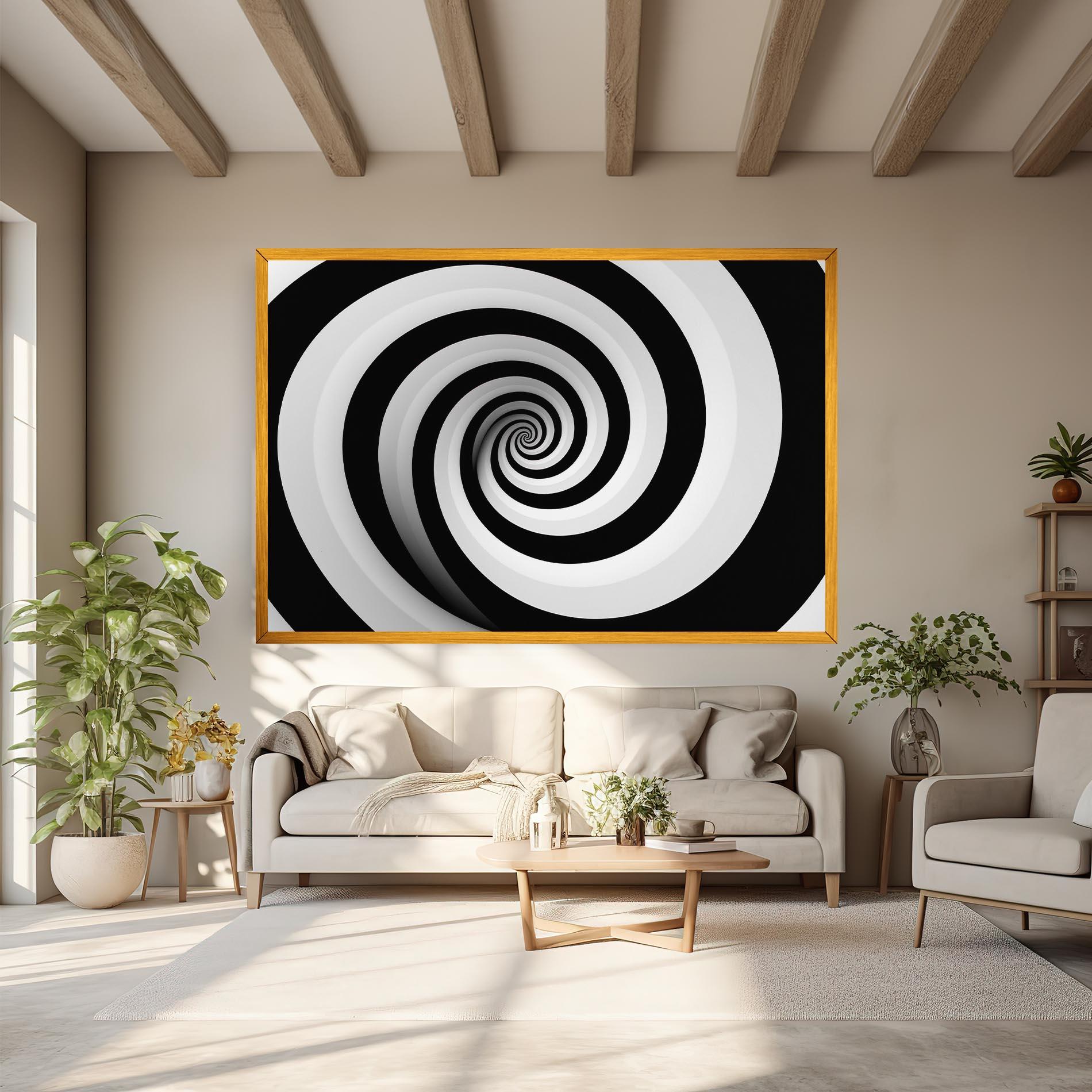 Tablou Canvas Black White Spiral mockup 6
