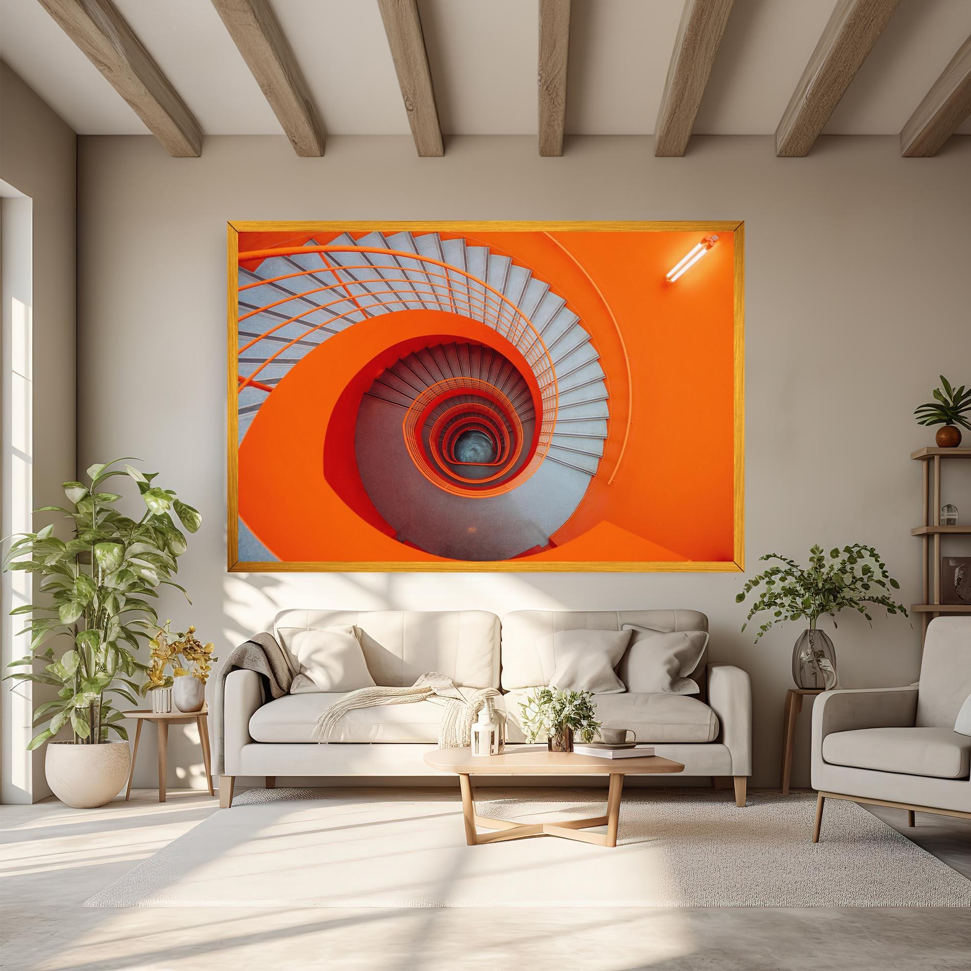 Tablou Canvas Grey Orange Stairs mockup 6