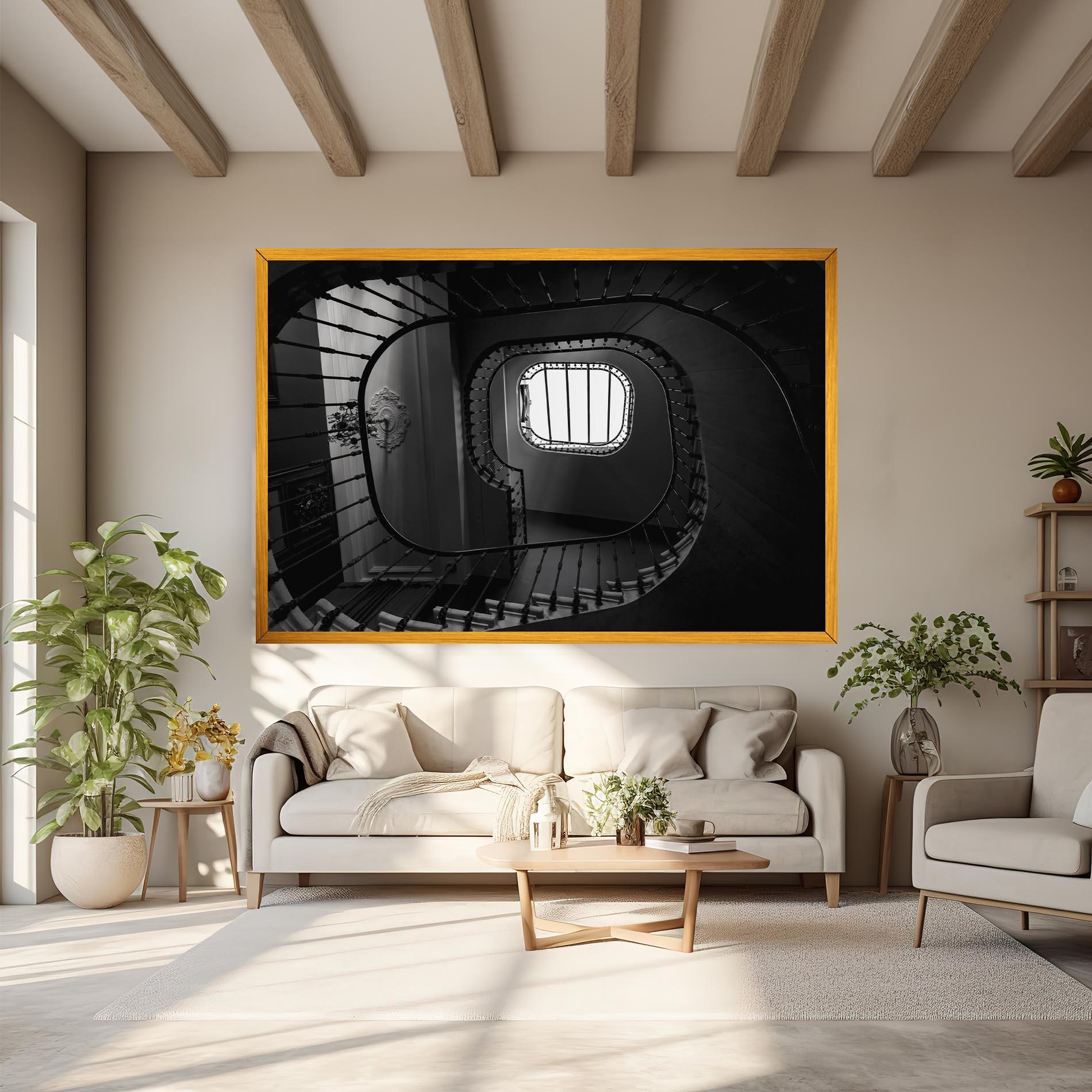 Tablou Canvas Greyscale Staircase mockup 6