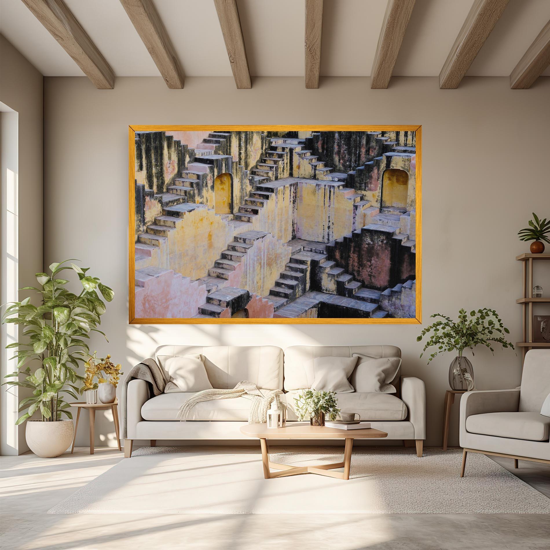 Tablou Canvas Old Yellow Stairs mockup 6