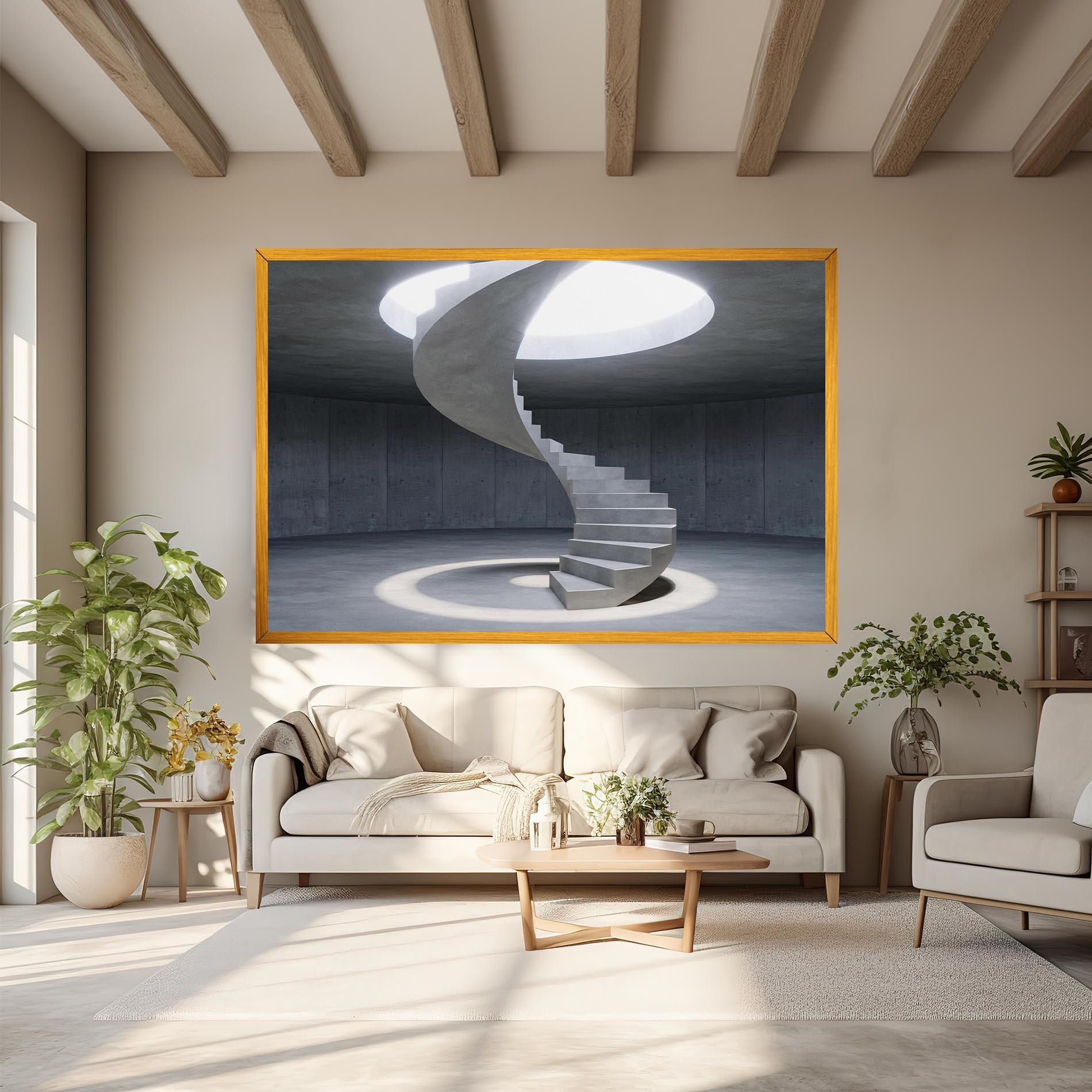 Tablou Canvas Spiral White Staircase mockup 6