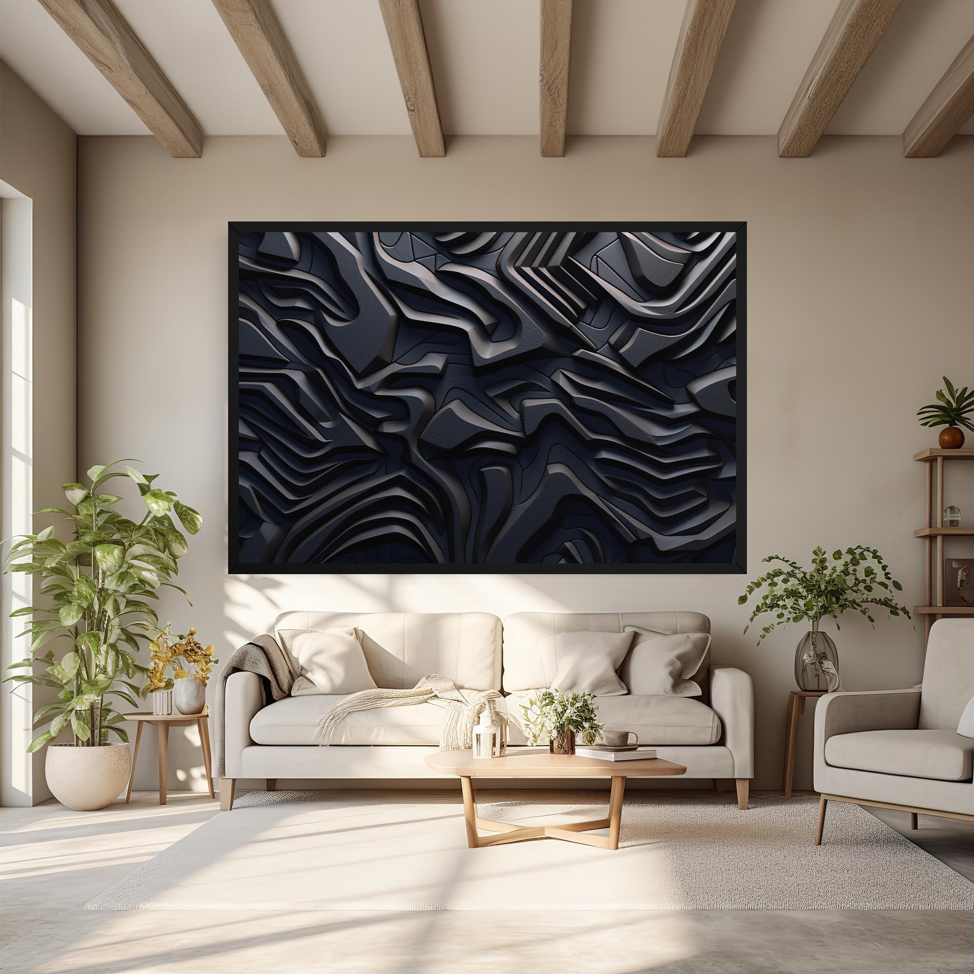 Tablou Canvas Black 3d Lines mockup 6