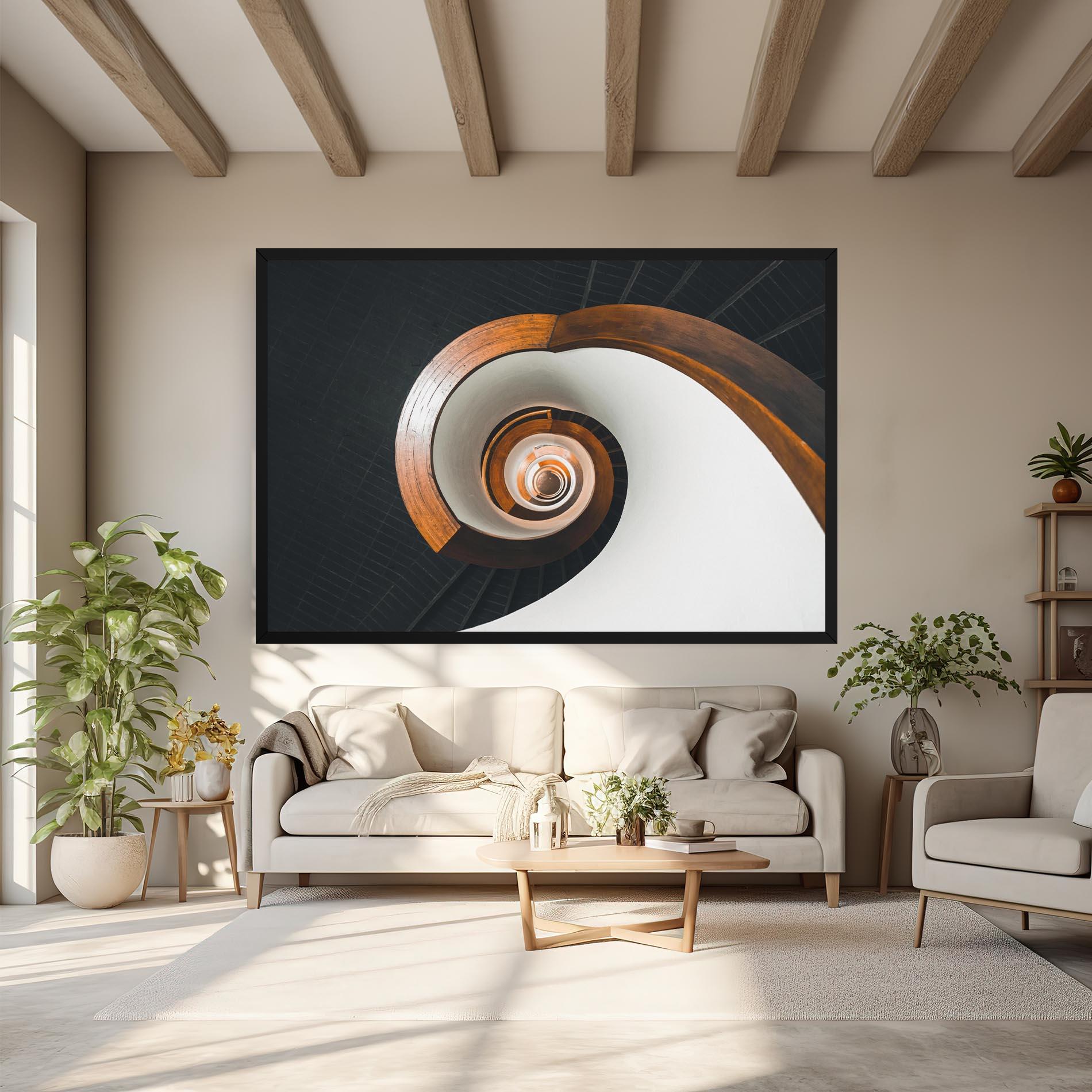 Tablou Canvas Black Spiral Stairs mockup 6