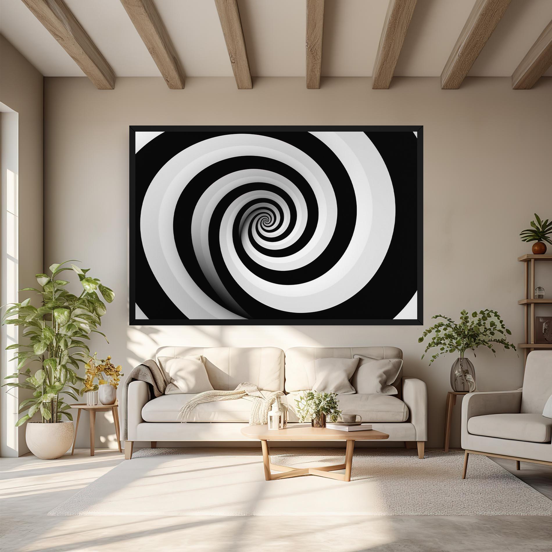 Tablou Canvas Black White Spiral mockup 6