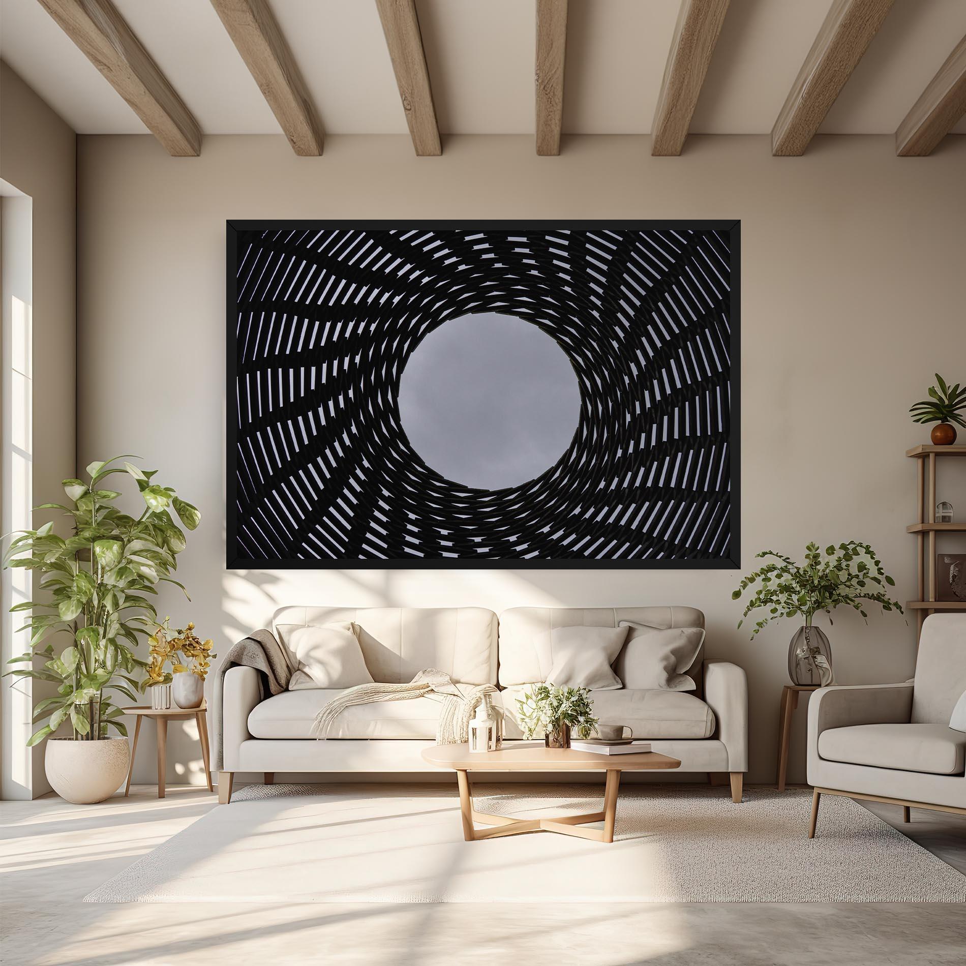 Tablou Canvas Grey Circle Lines mockup 6