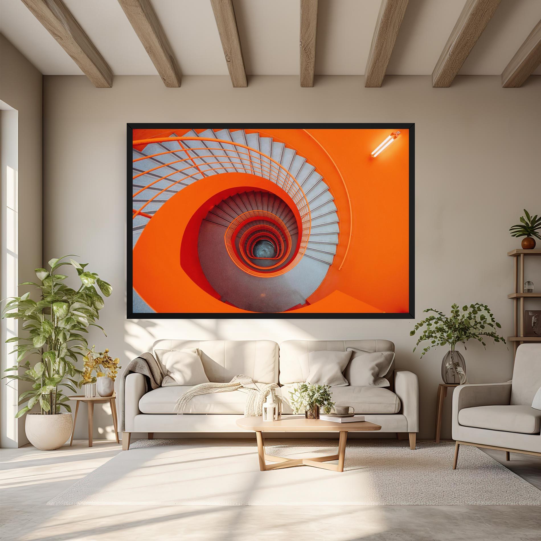 Tablou Canvas Grey Orange Stairs mockup 6