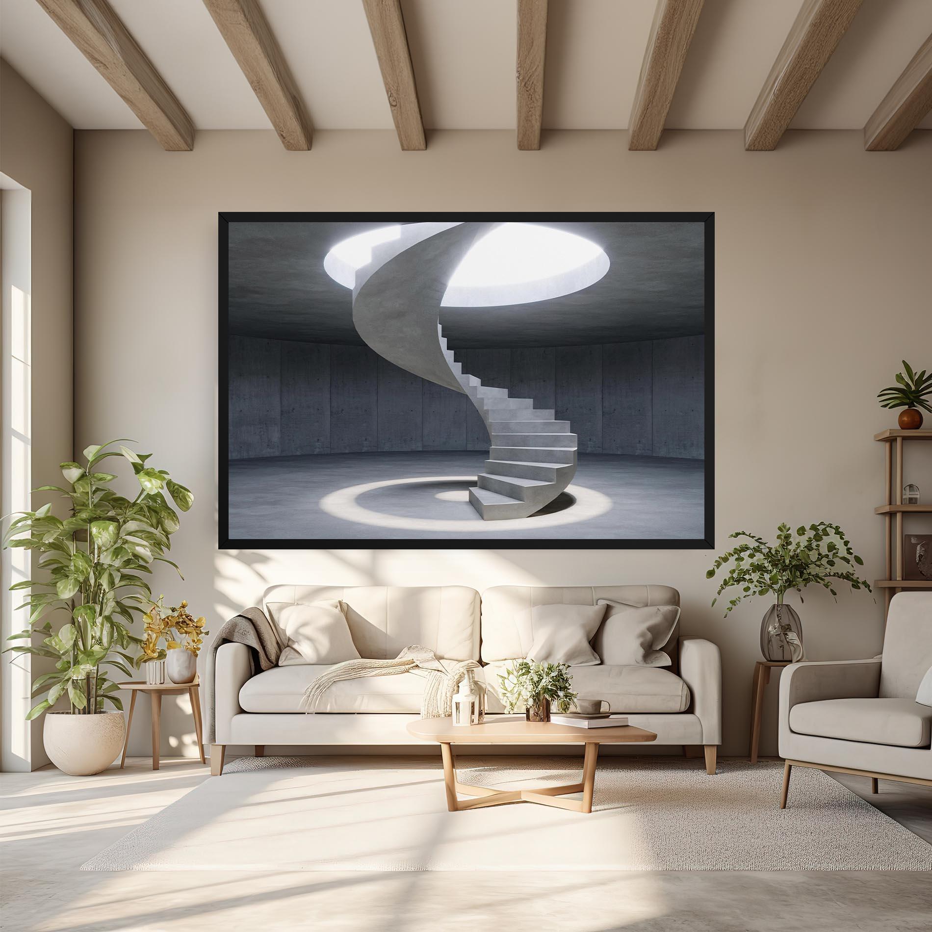 Tablou Canvas Spiral White Staircase mockup 6