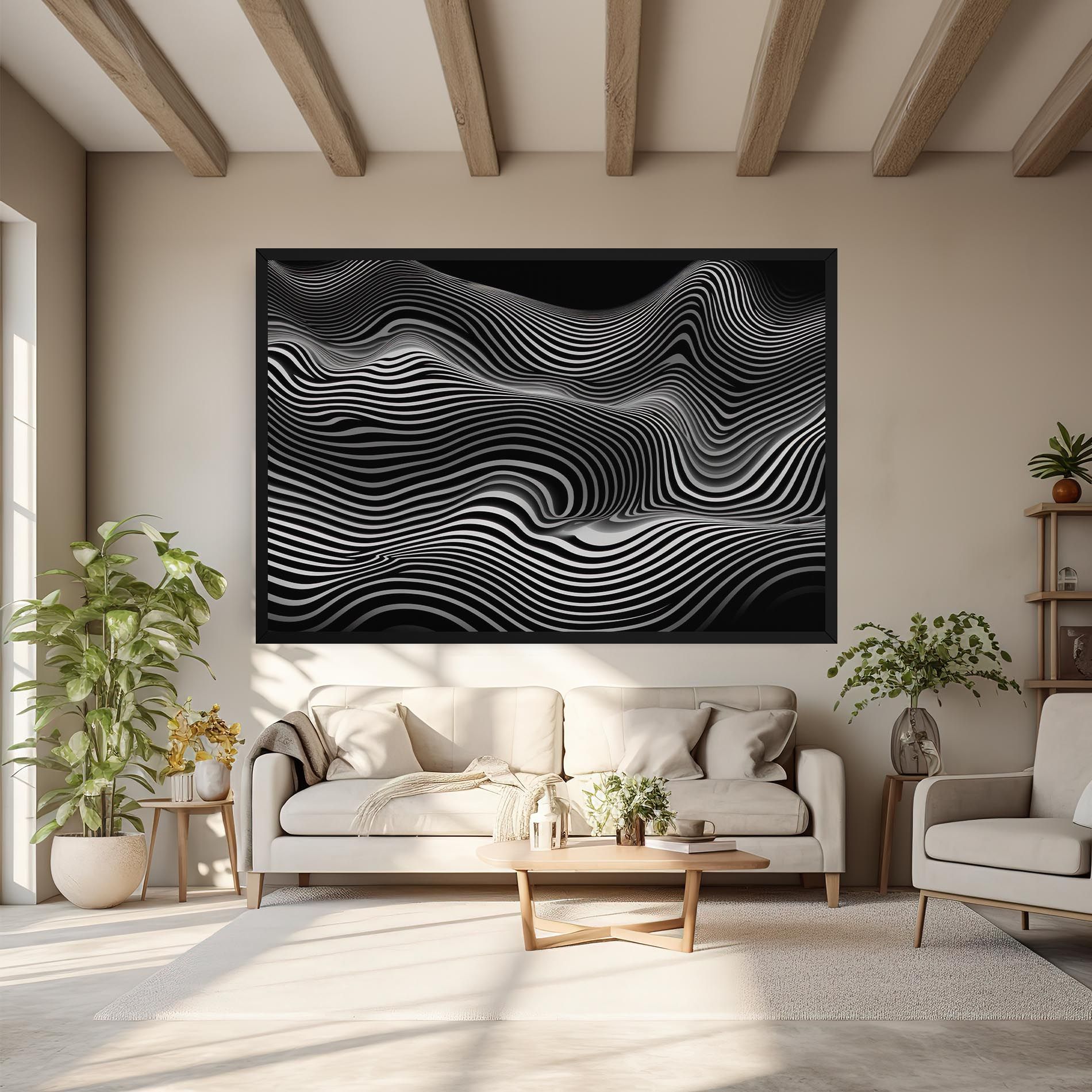 White Black Lines Wave mockup 6