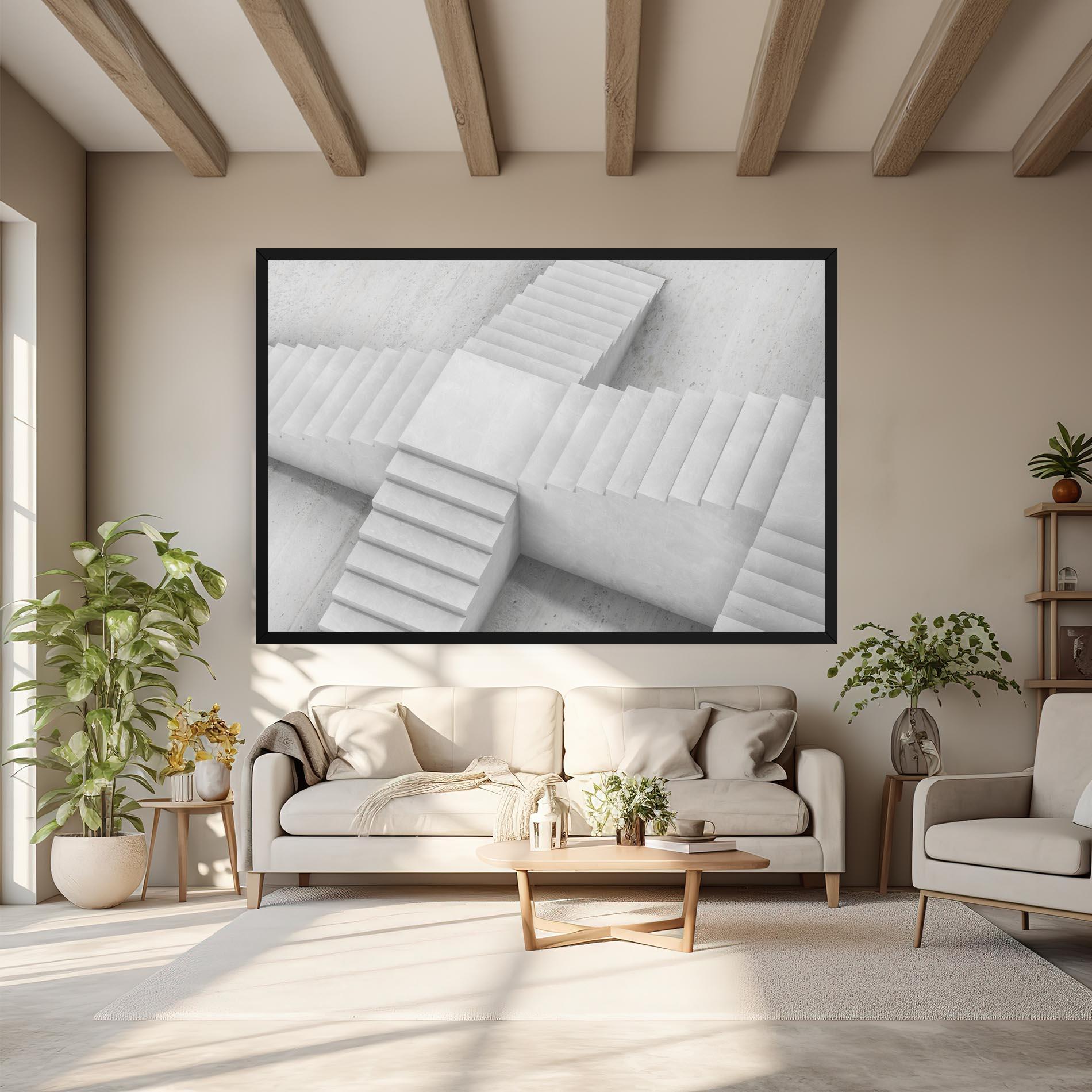 Tablou Canvas White X Stairway mockup 6