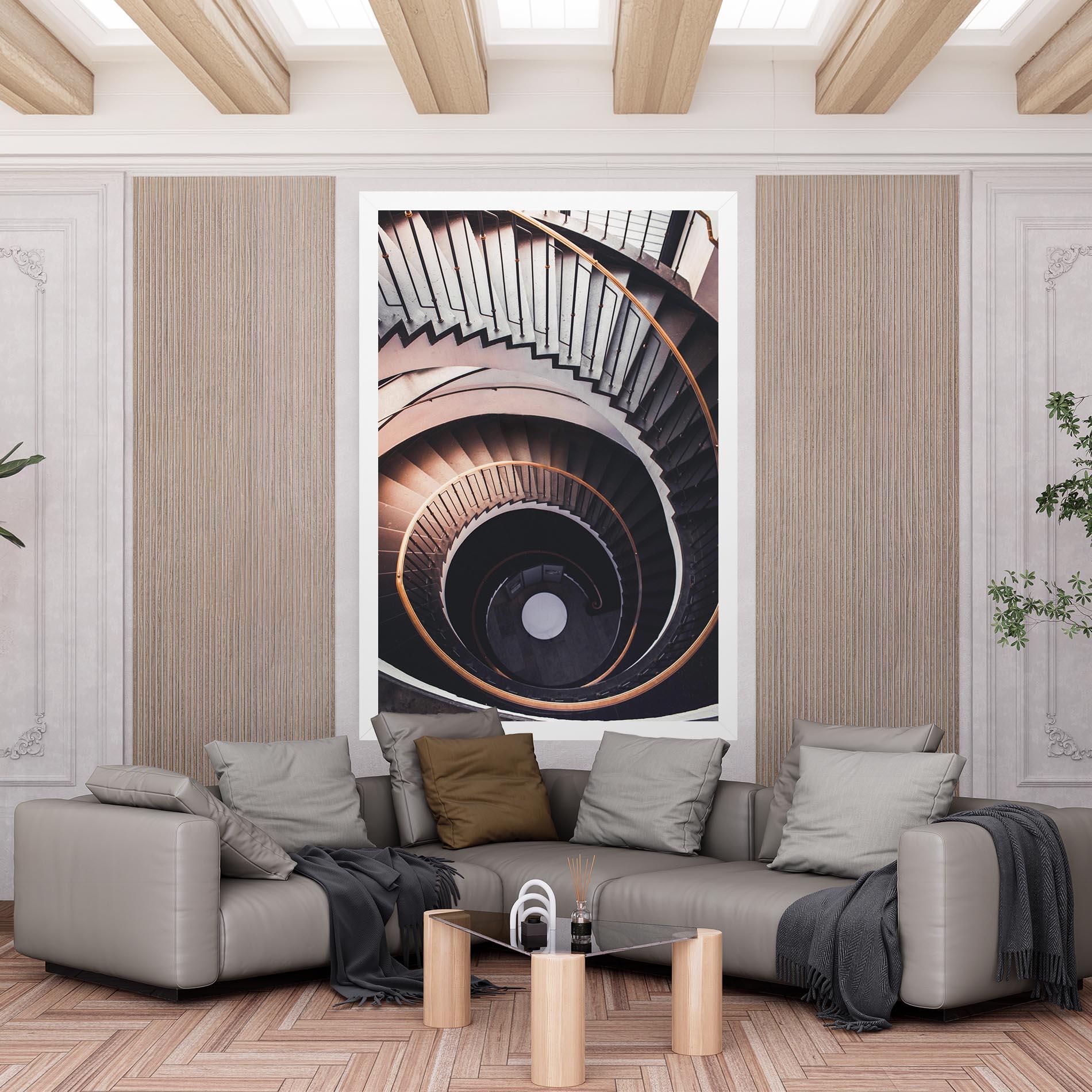 Tablou Canvas Grey Stairs Spiral mockup 6