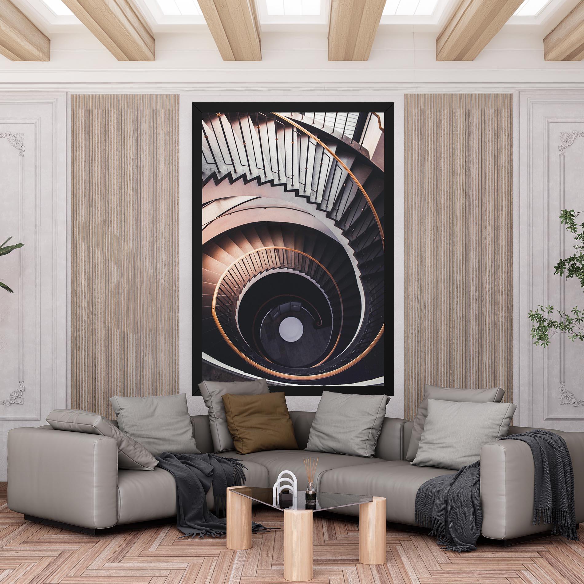 Tablou Canvas Grey Stairs Spiral mockup 6