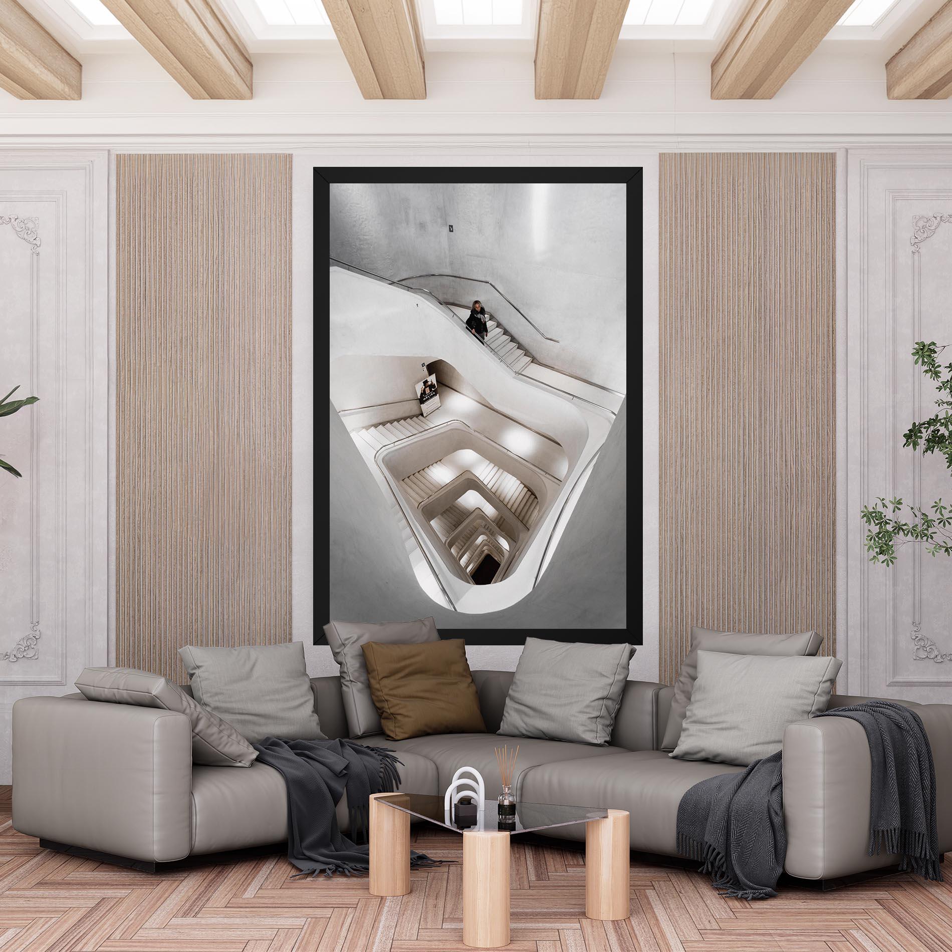 Tablou Canvas White Stairs Spiral mockup 6