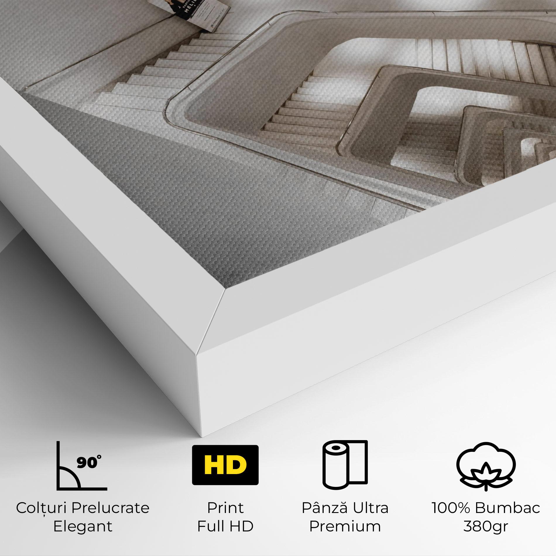 Tablou Canvas White Stairs Spiral mockup 4