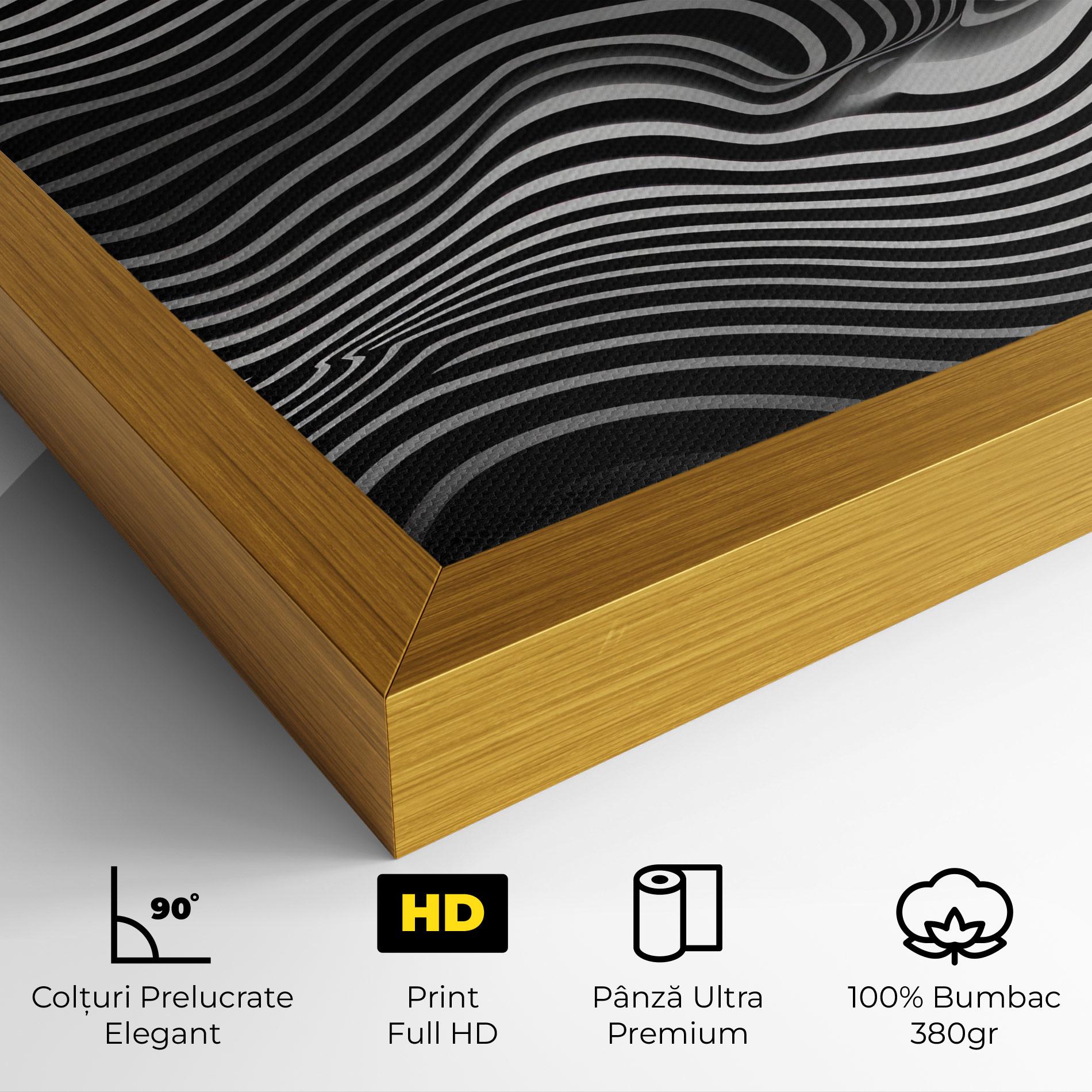 Tablou Canvas White Black Lines Wave mockup 4