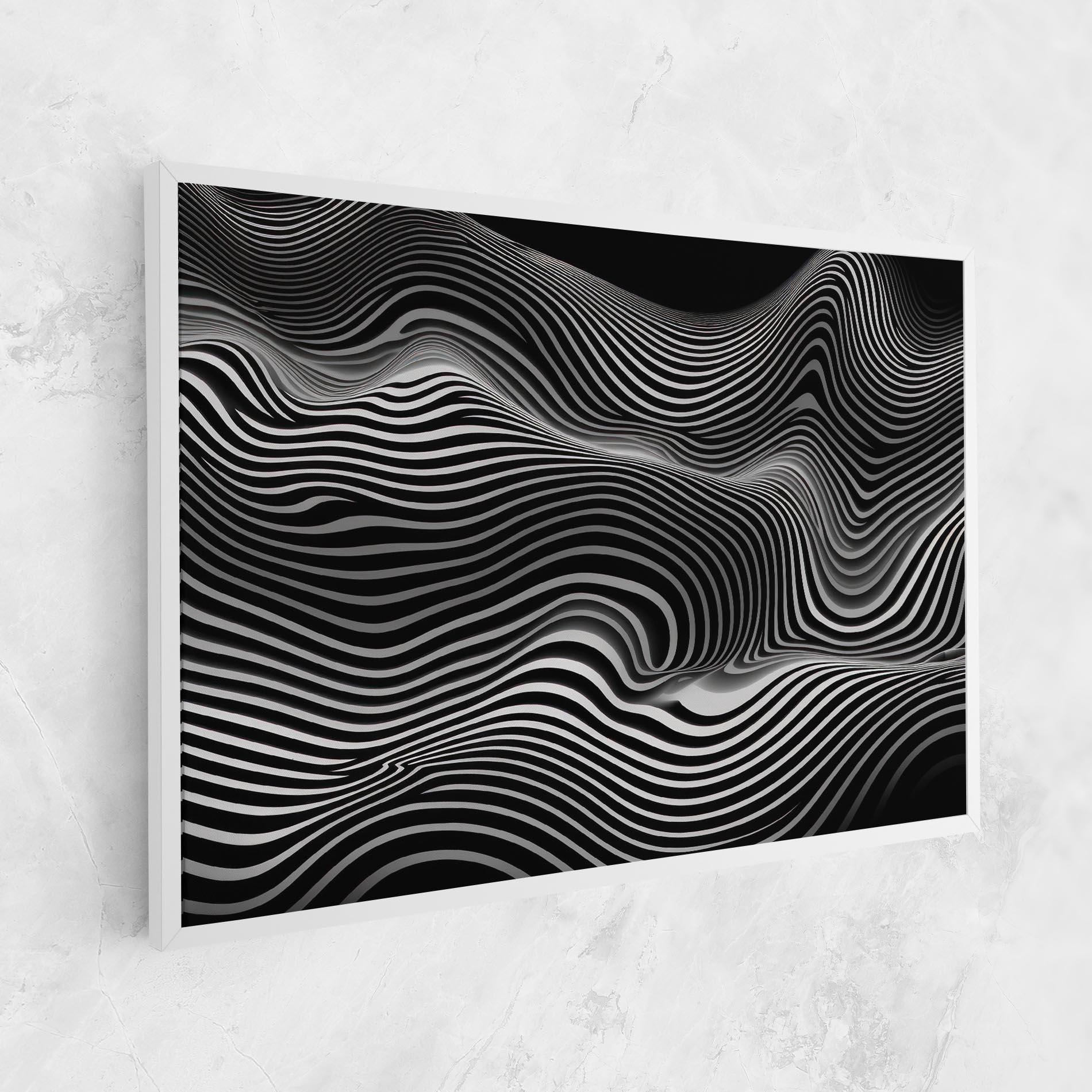 Tablou Canvas White Black Lines Wave mockup 1